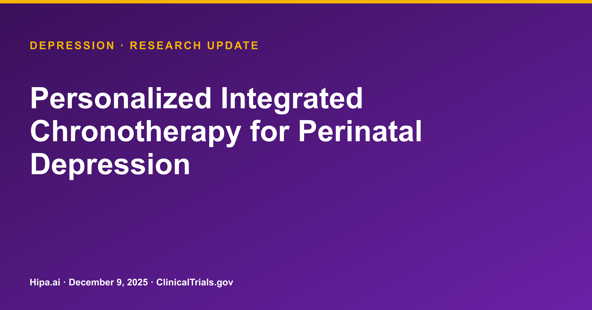 Perinatal Depression: Chronotherapy Shows Greater Symptom Change — research update card