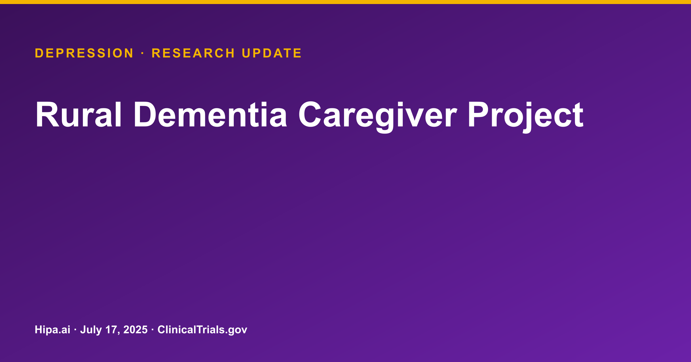 Rural Dementia Caregiver Project Posts Depression, Stress Outcomes — research update card