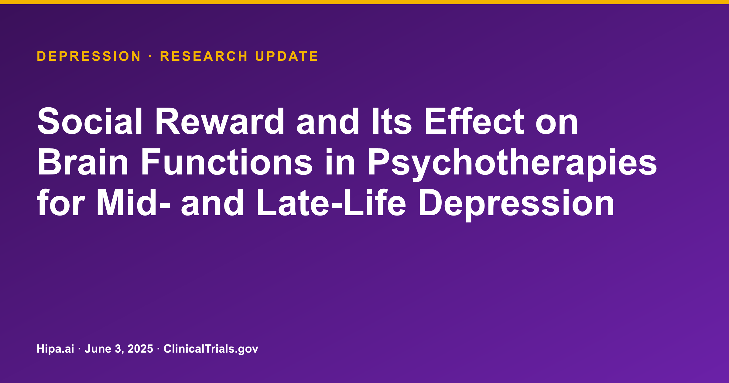 Depression Psychotherapy Trial Shows No Significant Difference Between Arms — research update card