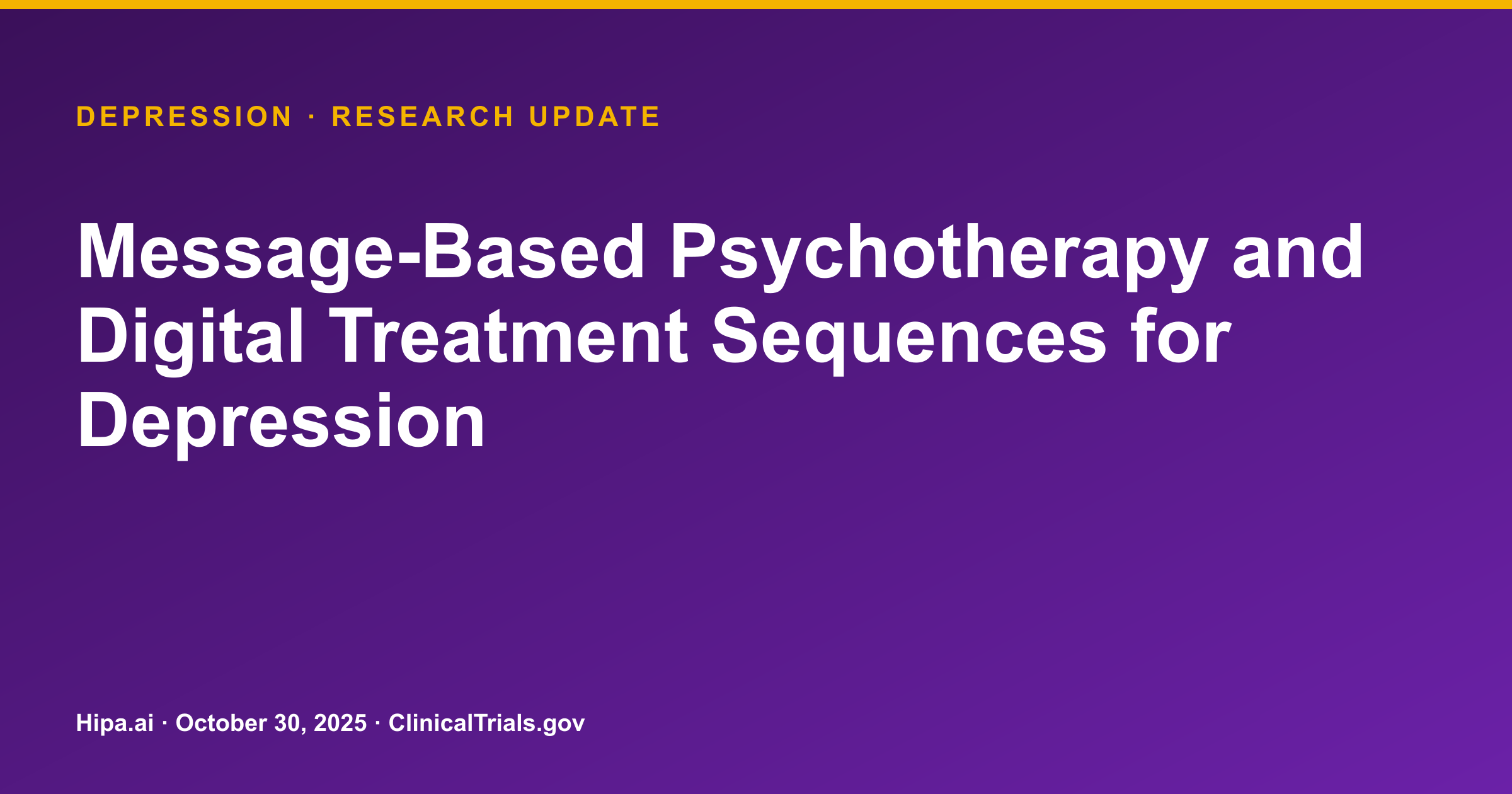 Depression: Message-Based Psychotherapy Trial Results Posted — research update card