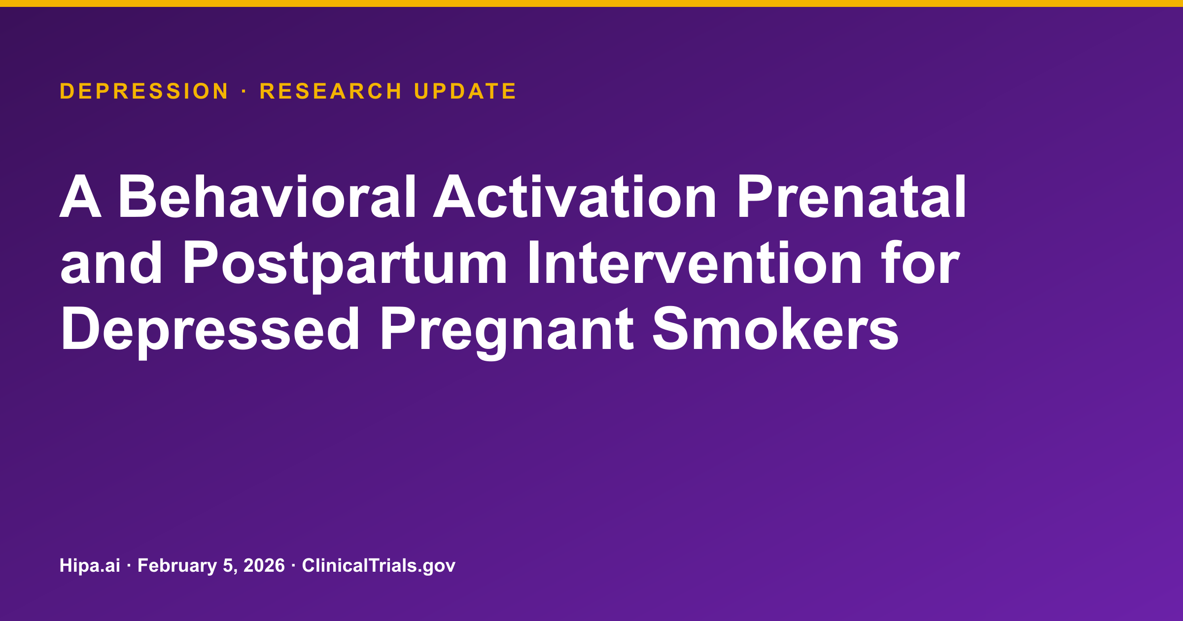 Depression: Behavioral Activation Prenatal Trial Posts Key Results — research update card