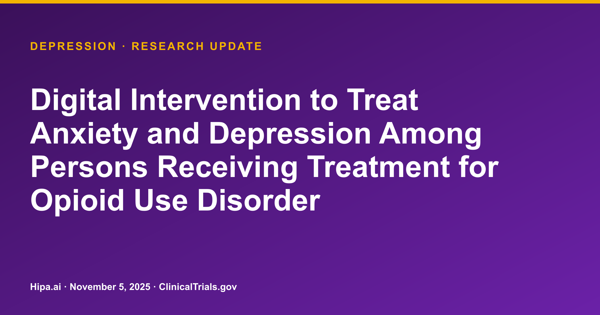 Depression: Digital Intervention Shows Greater Mean Symptom Reduction in OUD… — research update card
