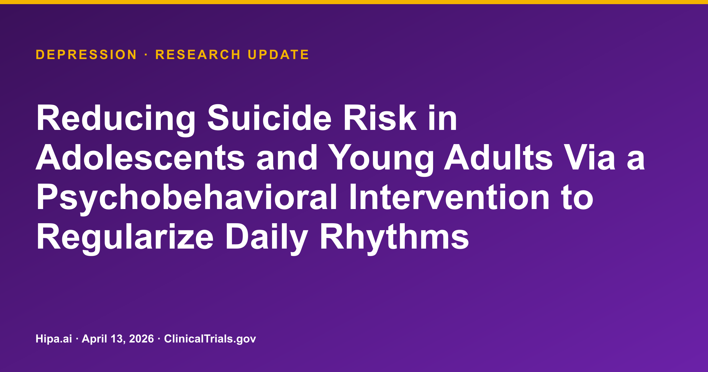 BE-SMART-DR Intervention Shows Reduced Suicidal Ideation in Adolescents — research update card