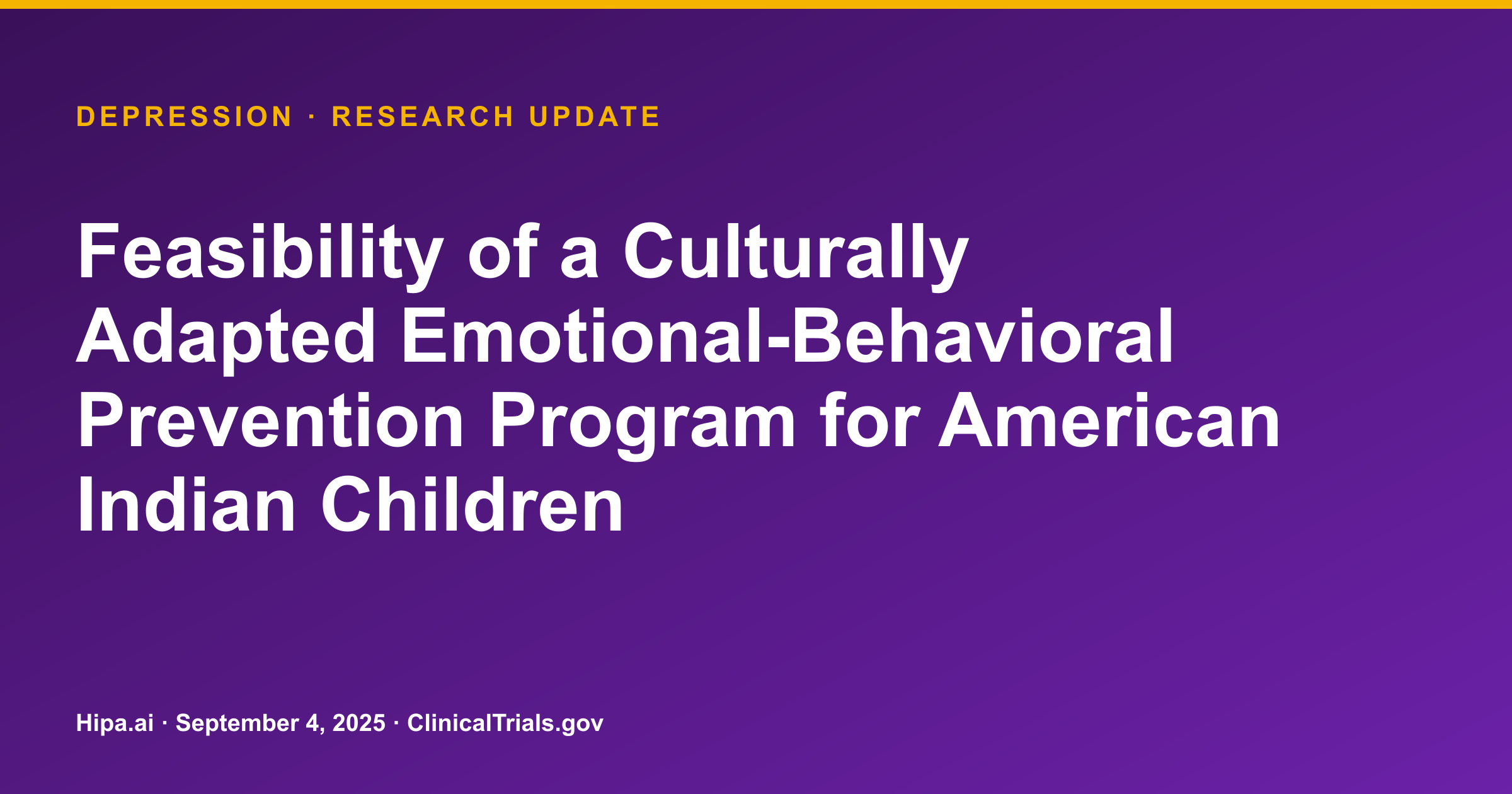 Depression & Anxiety: Culturally Adapted Program Feasibility Results Posted — research update card