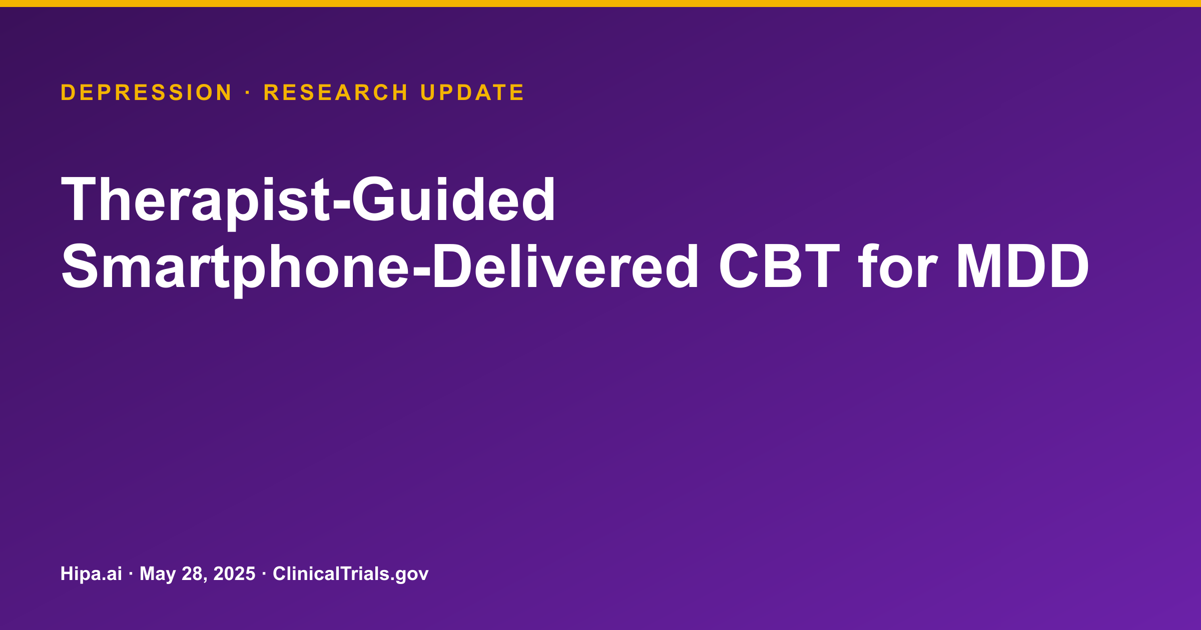 Depression: Therapist-Guided CBT App Shows Significant Symptom Reduction — research update card