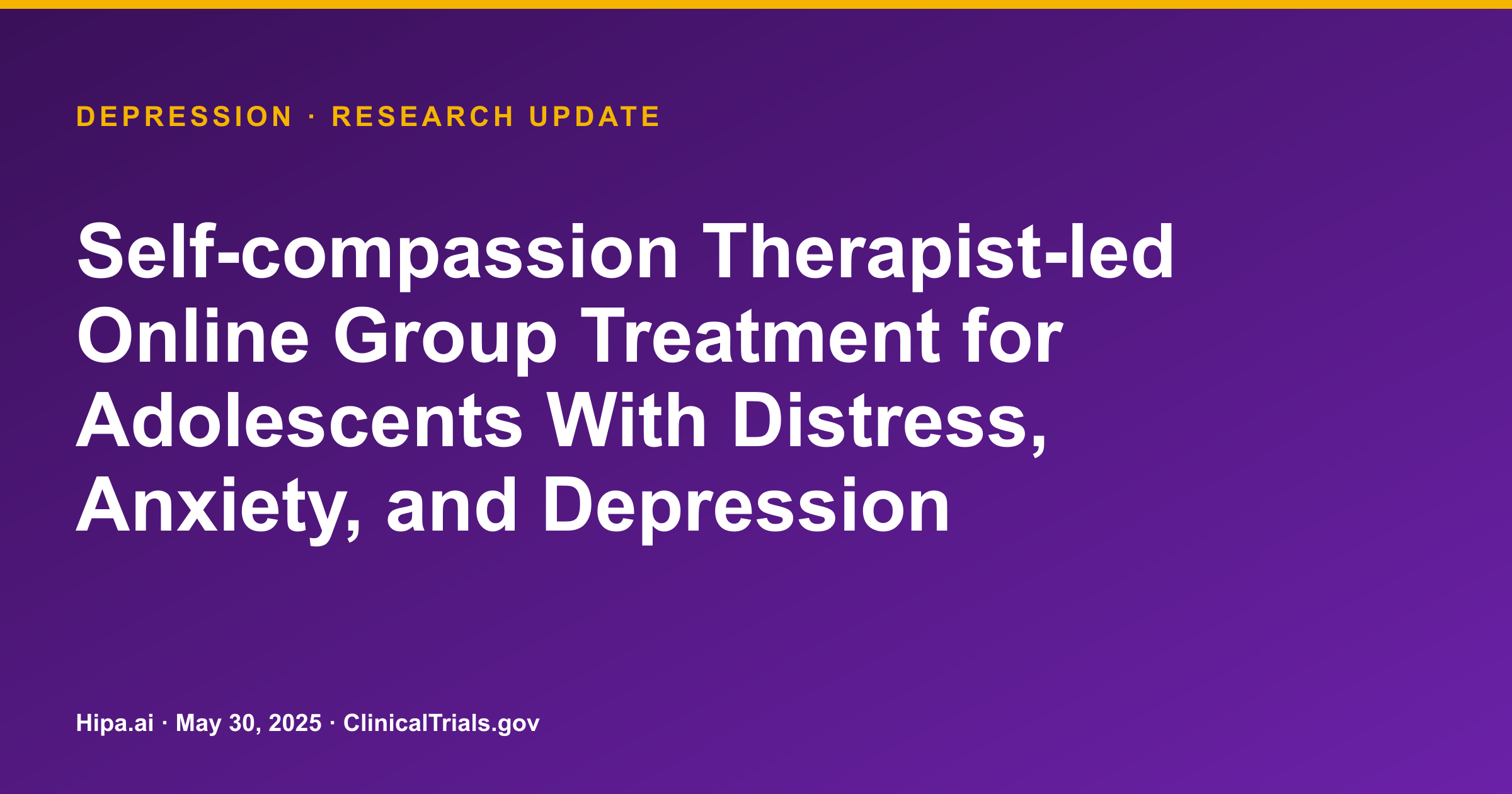 Adolescent Depression: Online CFT Group Shows Higher Stress, Anxiety, Depression — research update card