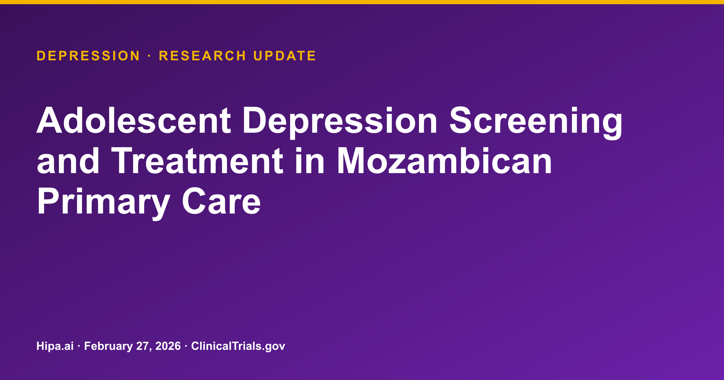 Depression: TAU Shows Greater PHQ-A Score Reduction in Adolescent Trial — research update card