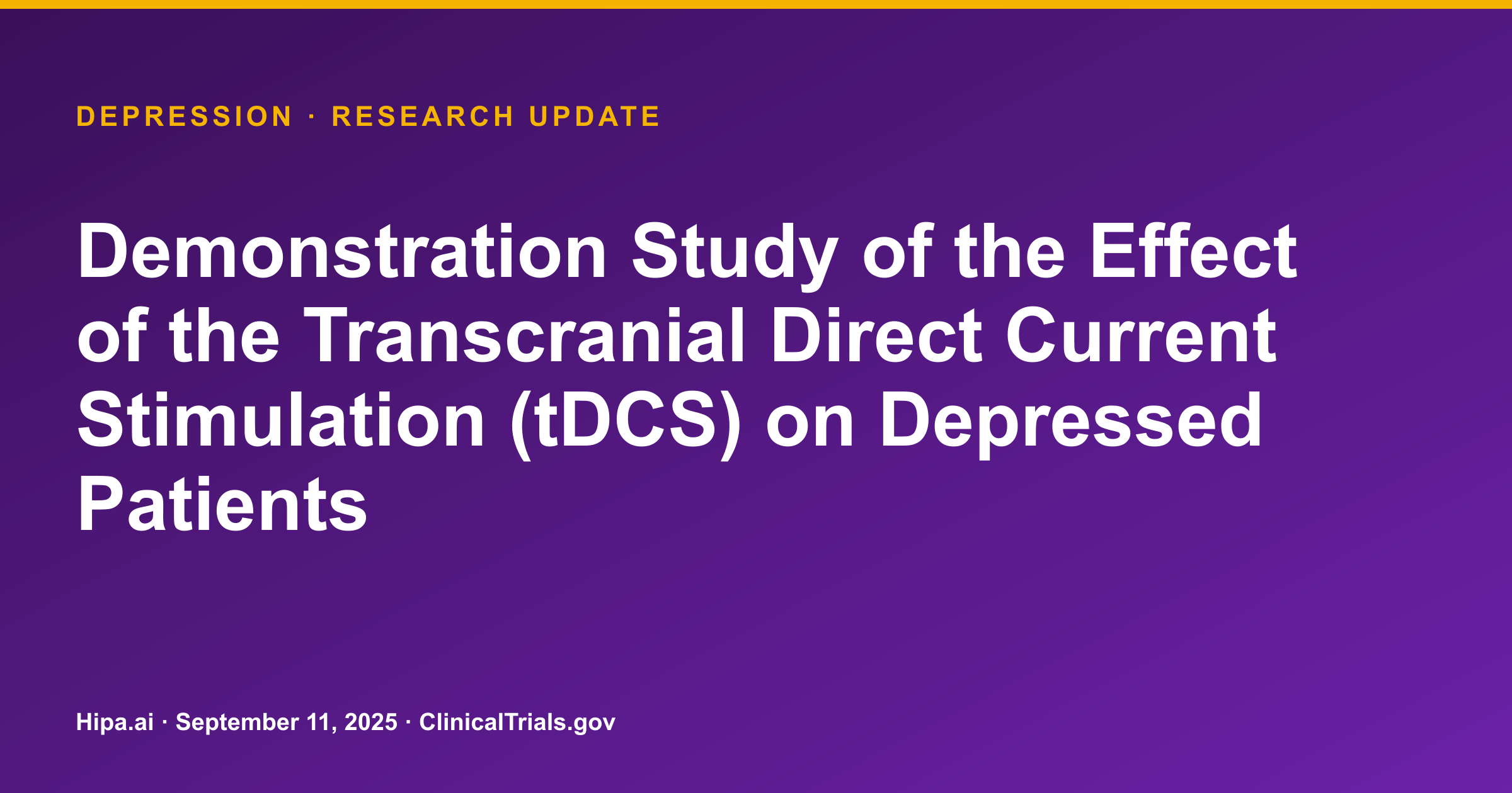 Depression: tDCS trial results posted, showing no significant difference — research update card