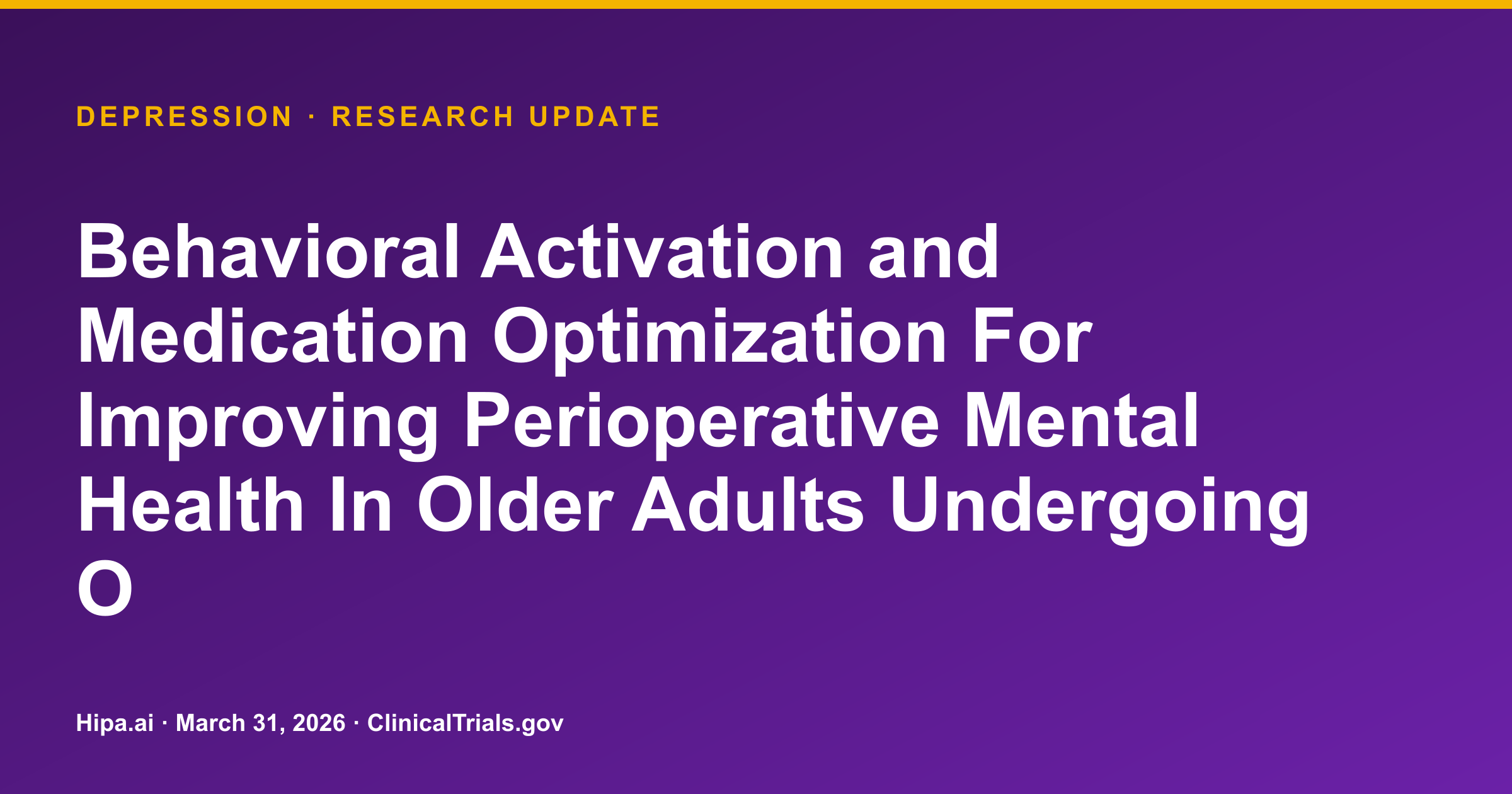 Depression: Behavioral Activation Bundle Shows Lower PHQ-ADS Scores — research update card