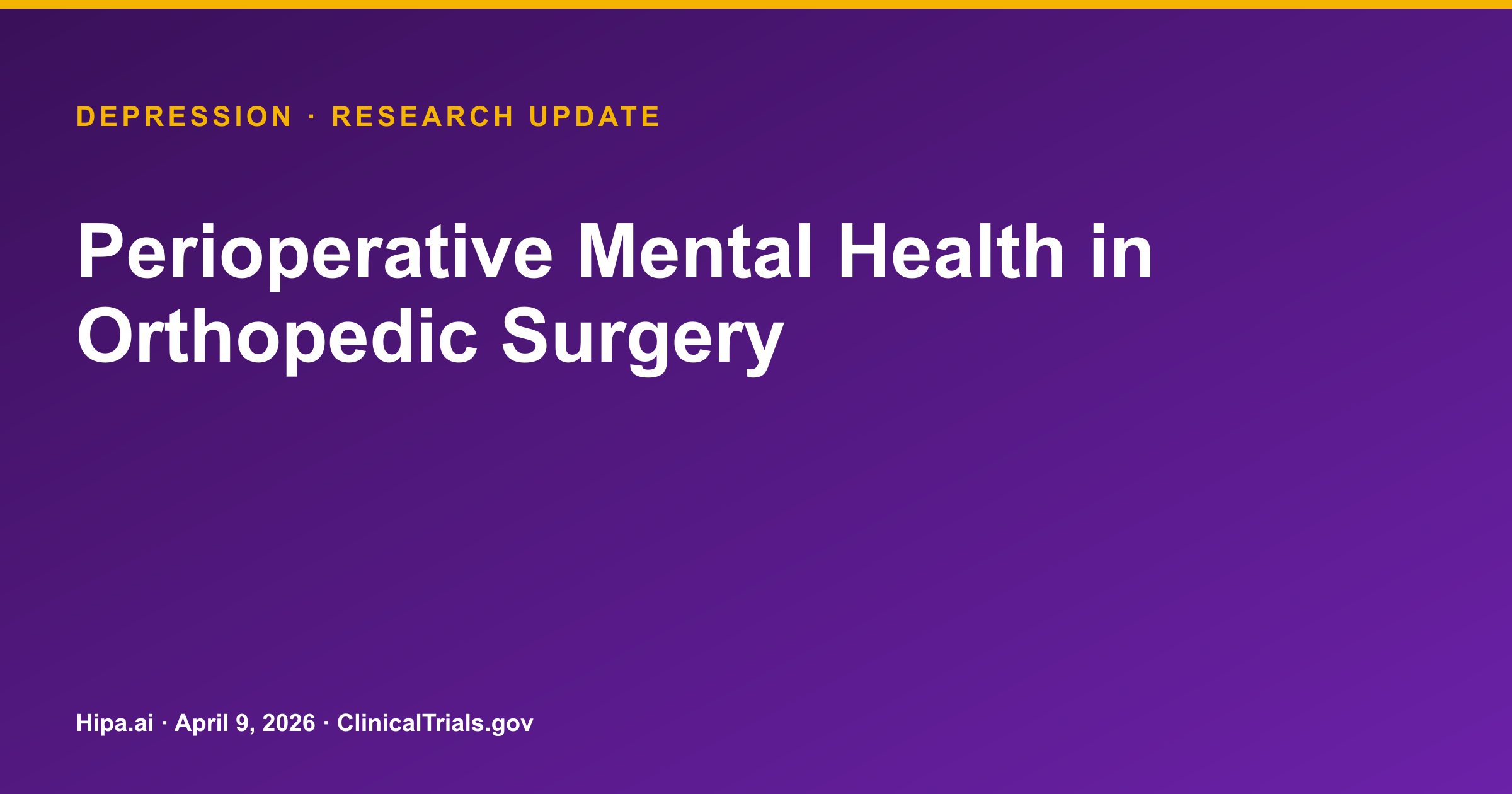 Depression: Bundled Intervention Reduces Symptoms in Orthopedic Surgery Patients — research update card