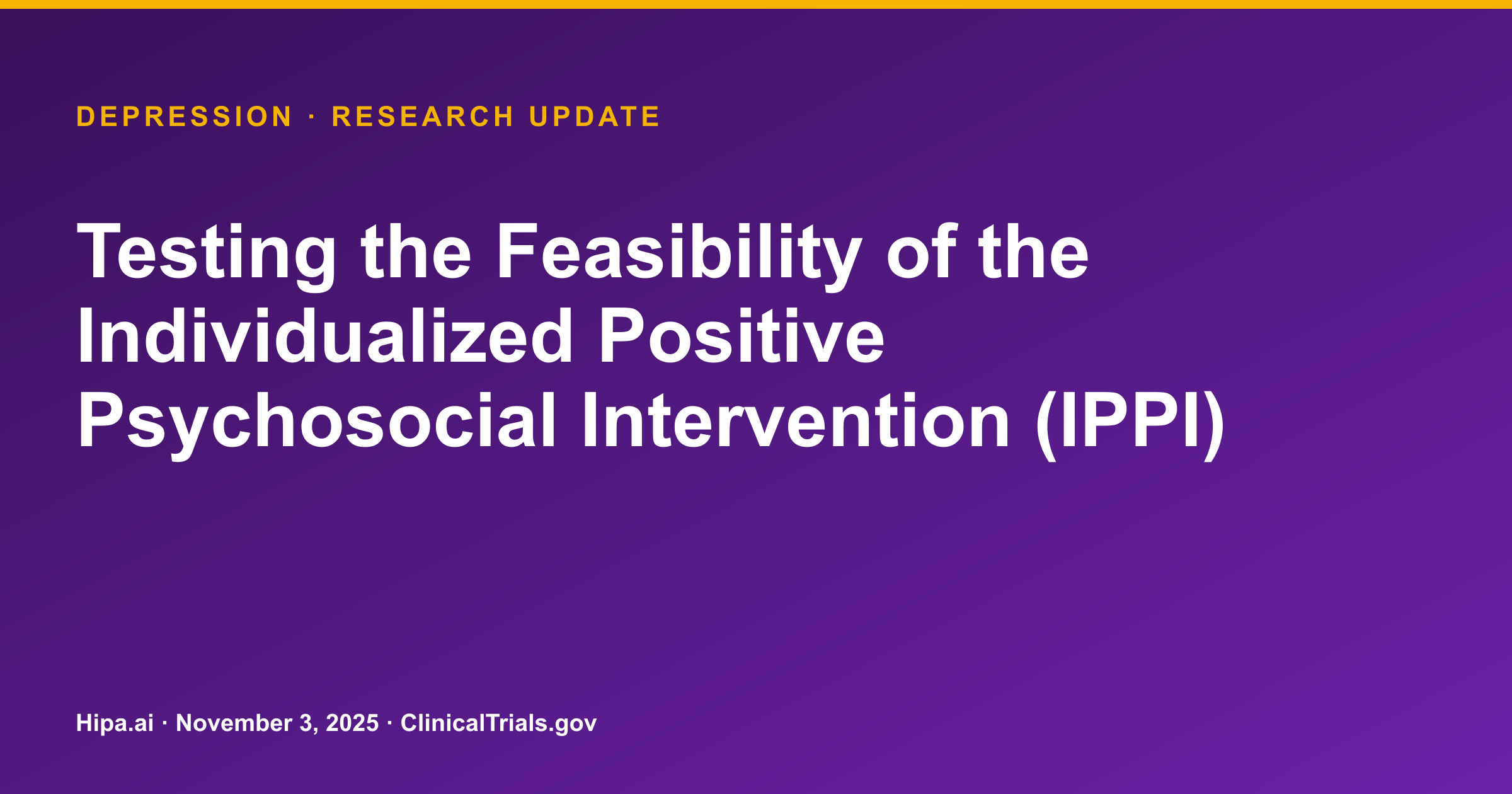 Depression: Feasibility Trial Results for Psychosocial Intervention Posted — research update card