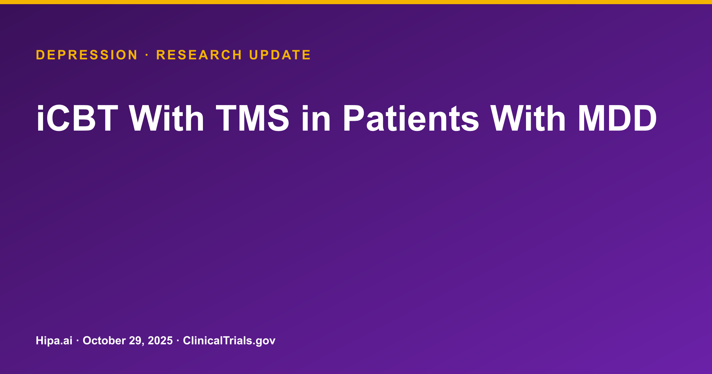 Depression: iCBT and TMS vs. Psychoeducation and TMS Trial Results Posted — research update card