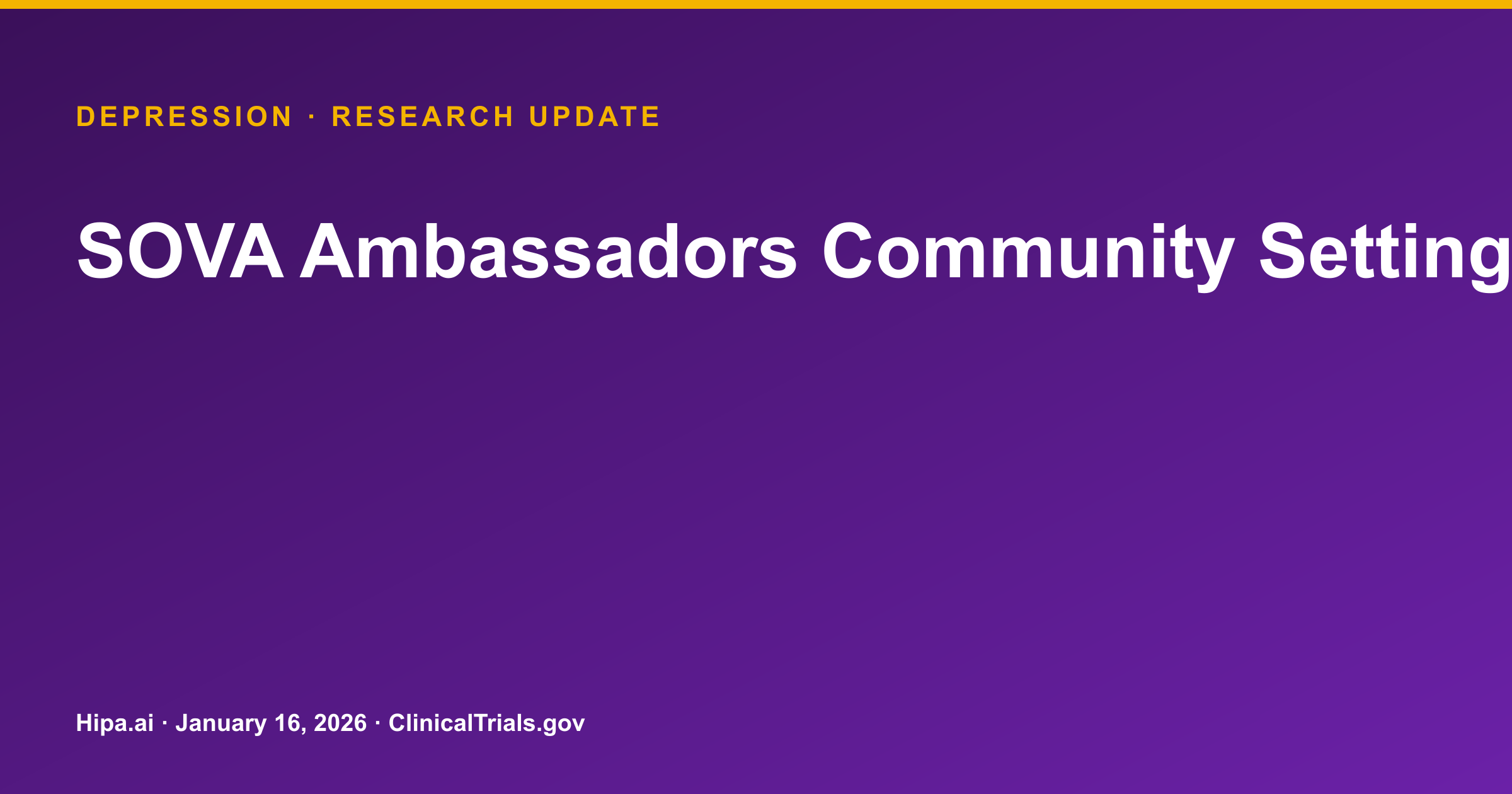 Depression Study: SOVA Peer Ambassador Program Shows Low Feasibility — research update card