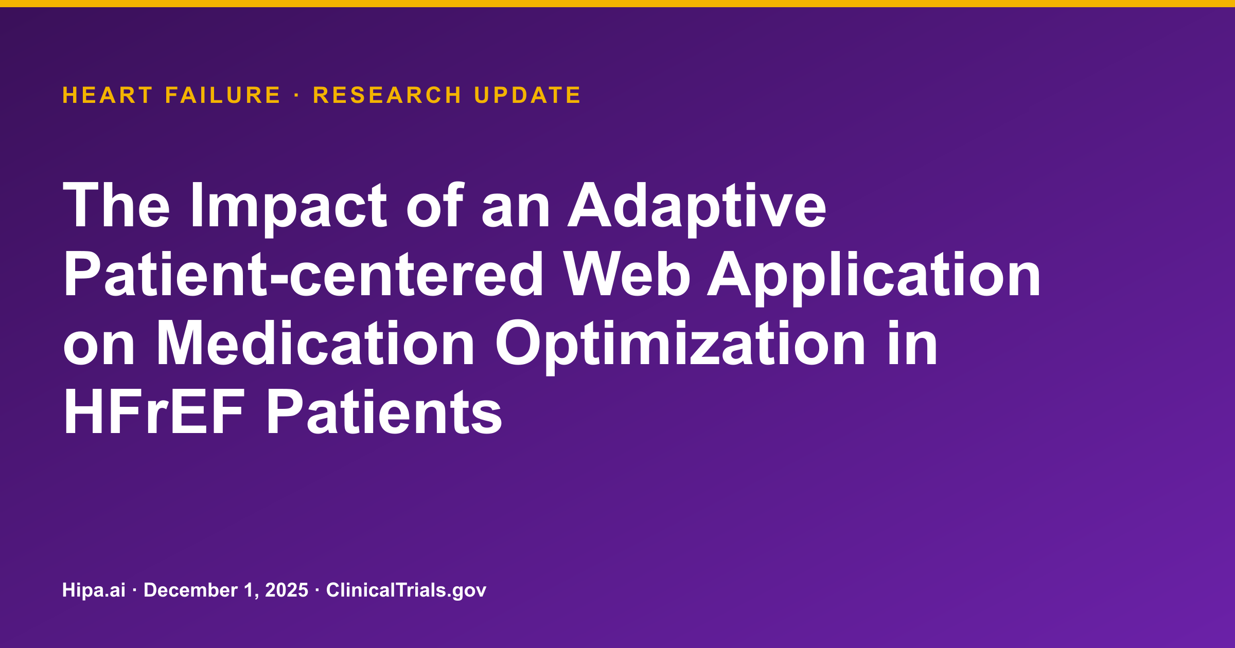 Heart Failure: Adaptive Web App Trial Completes Primary Data Collection — research update card