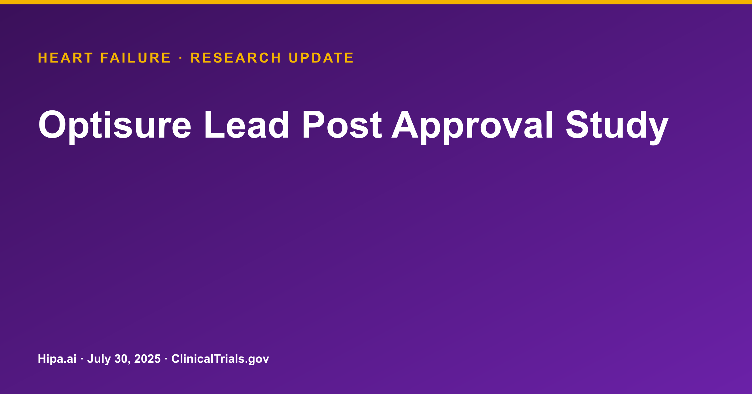 Heart Failure: Optisure Lead Shows 96.3% Complication-Free Survival at 5 Years — research update card