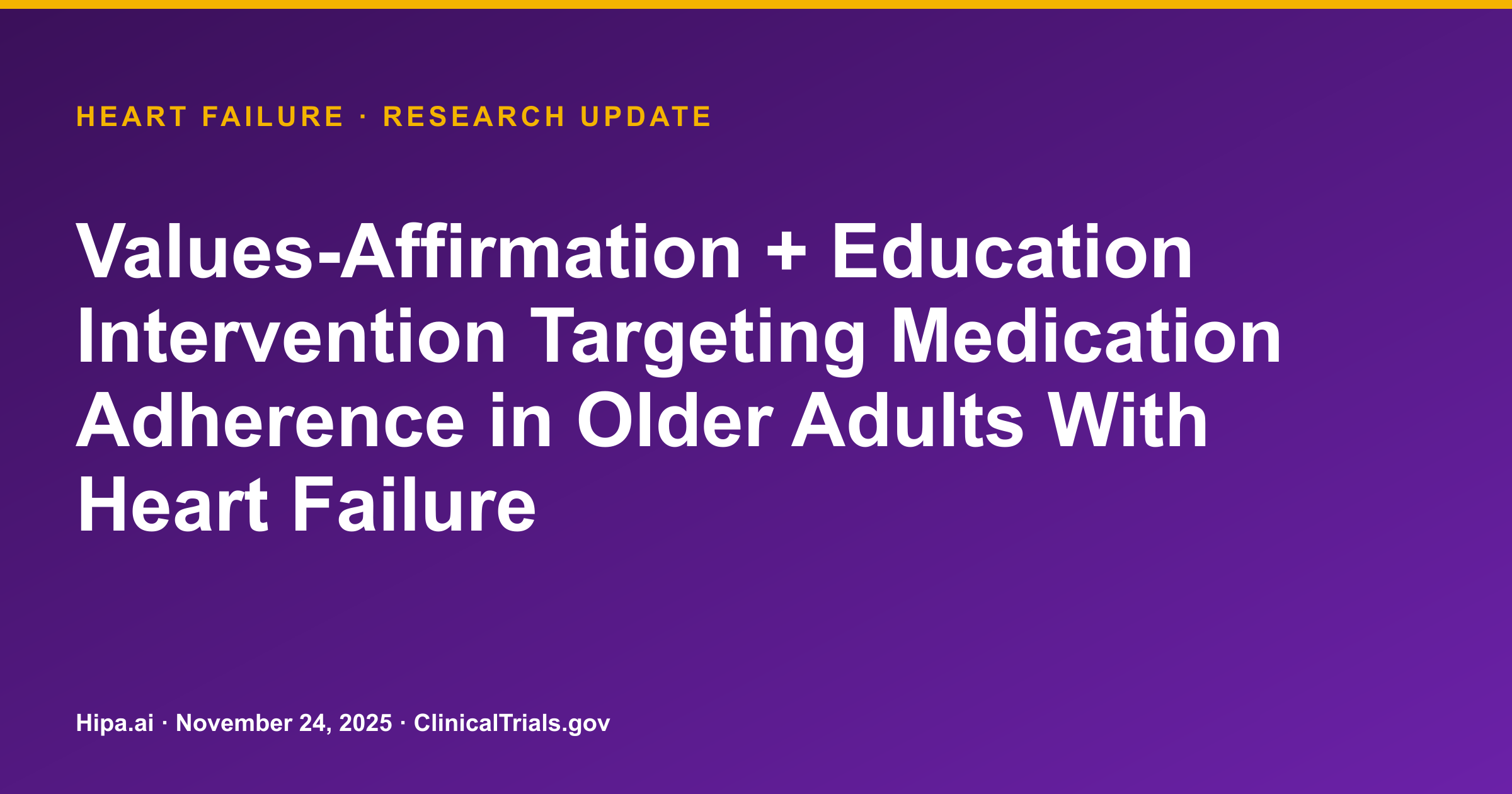 Heart Failure: Values-Affirmation Intervention Shows Higher Adherence — research update card