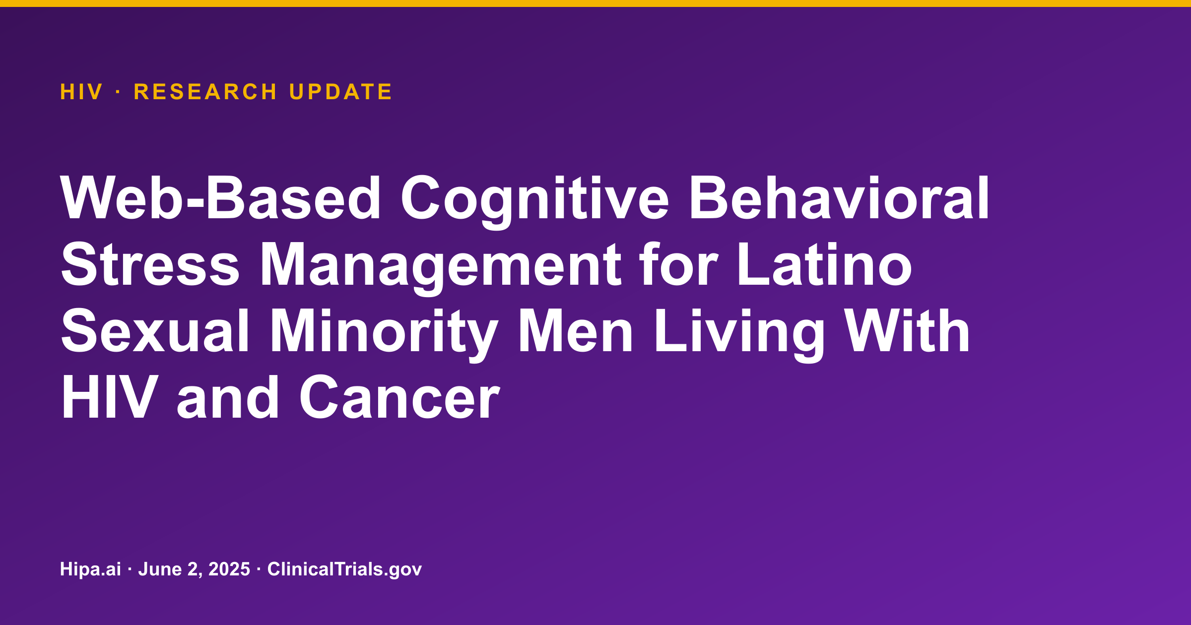 HIV/Cancer: Web-Based CBSM Shows Reduced Distress in Latino Men — research update card