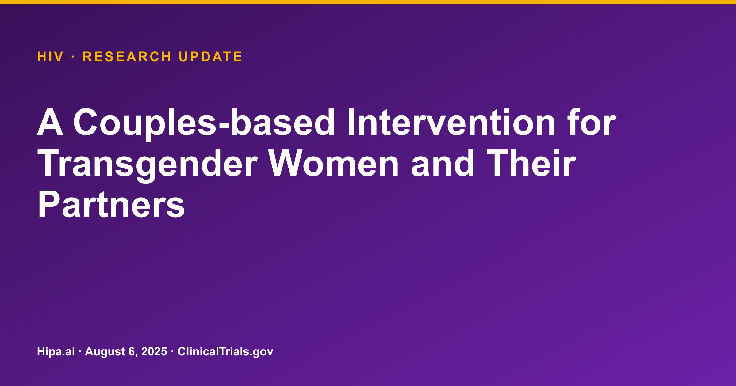 Couples-Based HIV Prevention Program Shows Reduced Risk in Trial — research update card