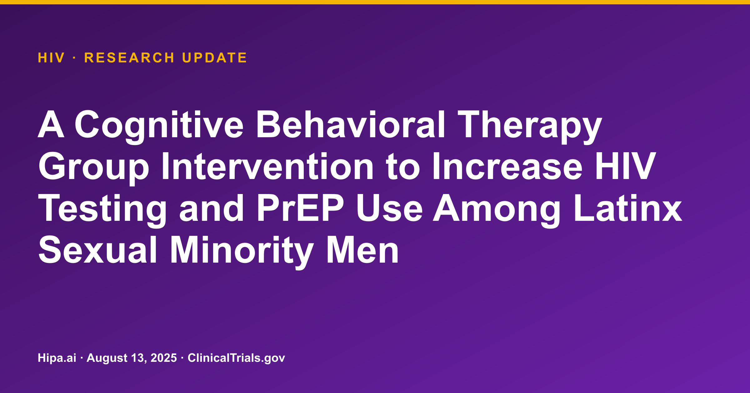 HIV: CBT Intervention Trial Results Posted, Study Terminated — research update card