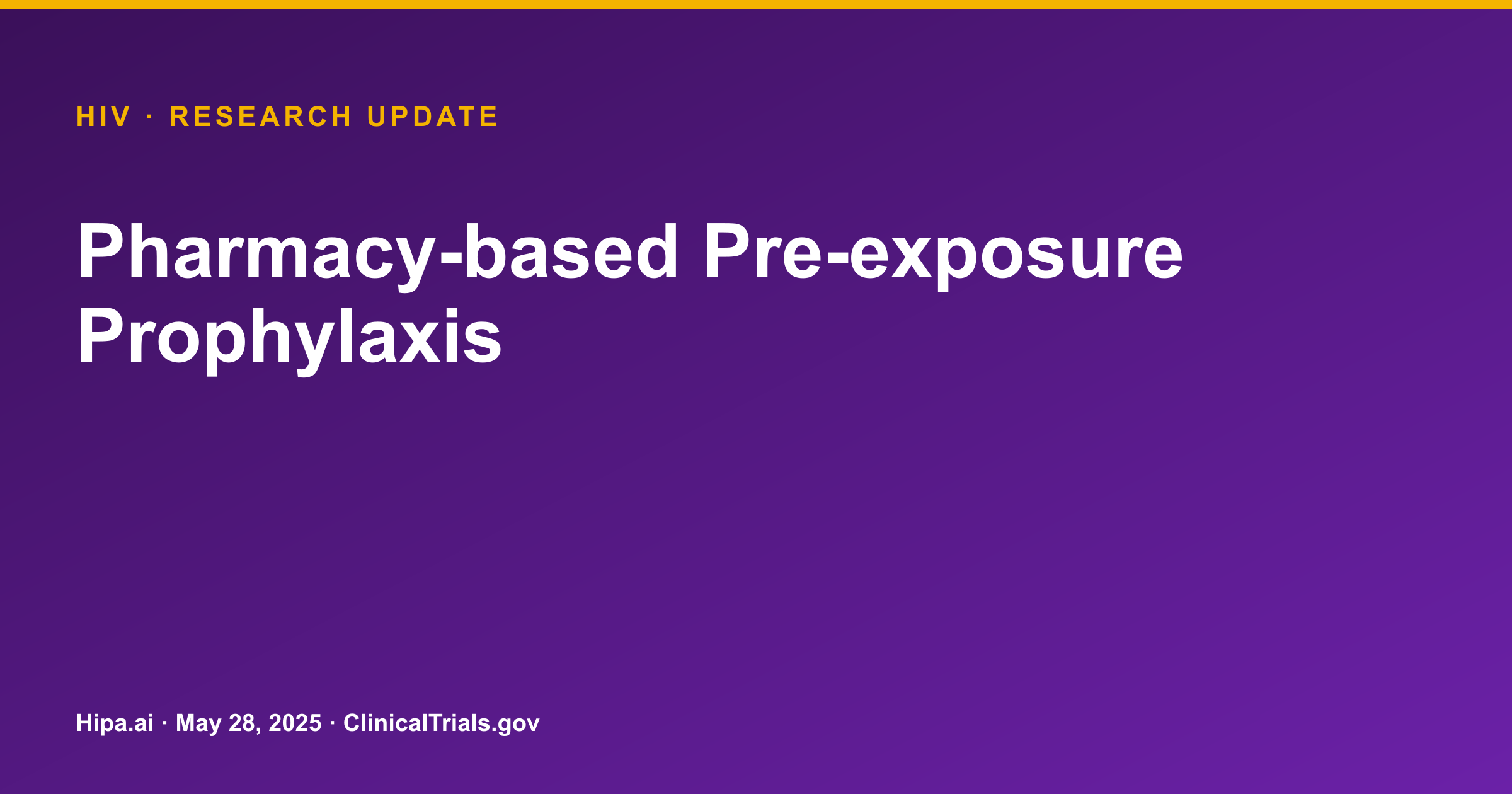 HIV: Pharmacy-Based PrEP Study Reports 2 Participants Continued PrEP — research update card