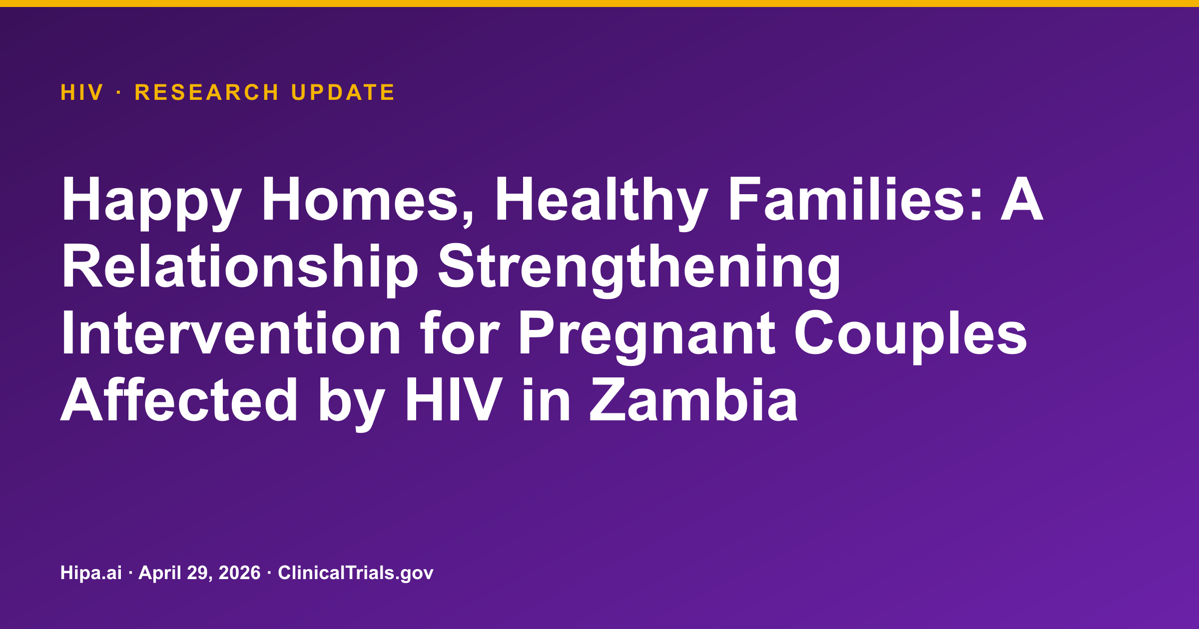 HIV: Couples Counseling Intervention Shows No Significant Efficacy — research update card