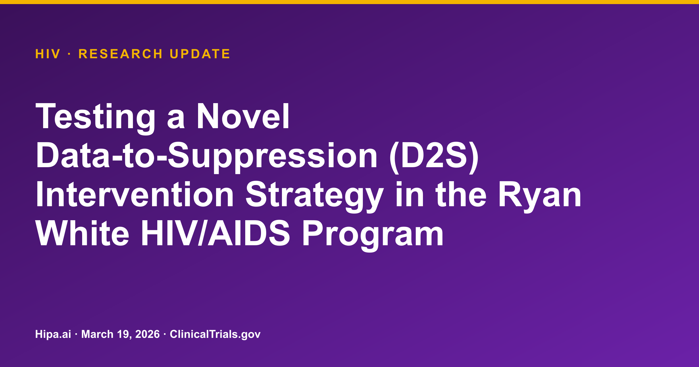 HIV: D2S Intervention Shows Participant Counts for Viral Suppression — research update card