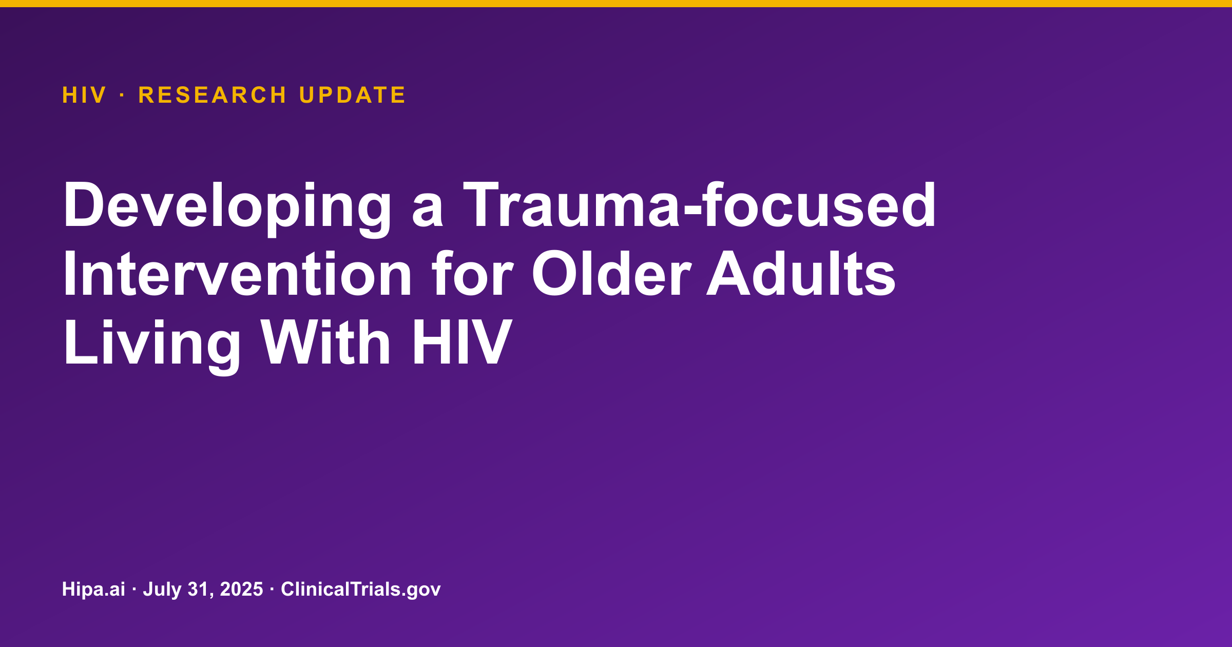 HIV: Trauma Intervention for Older Adults Shows Trend in Outcomes — research update card