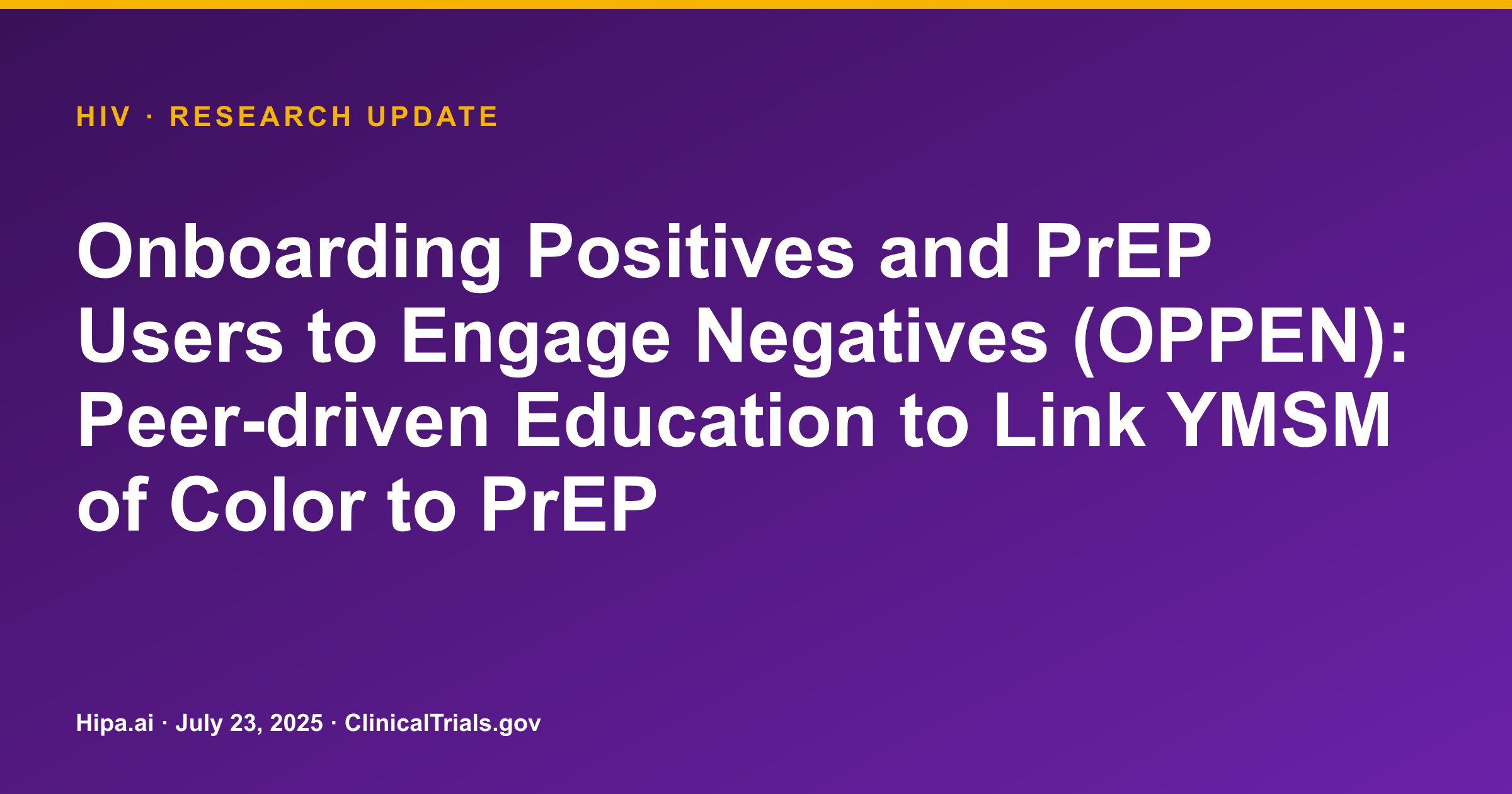 HIV: OPPEN Intervention Shows Increased PrEP Conversations, Information — research update card