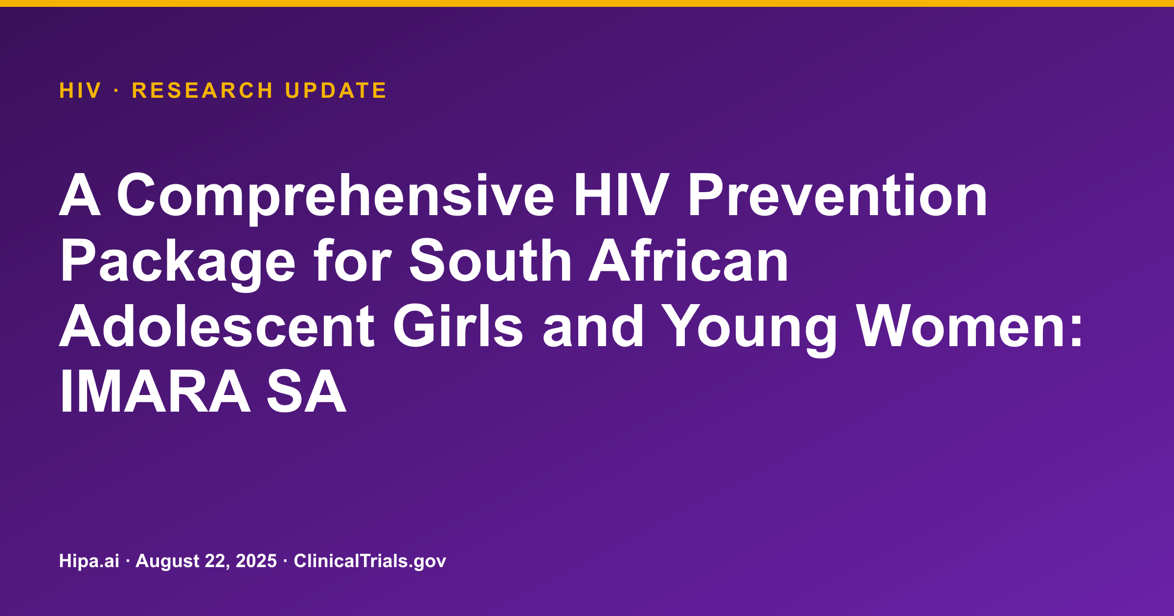 HIV Prevention: IMARA SA Pilot Study Posts Feasibility Results — research update card