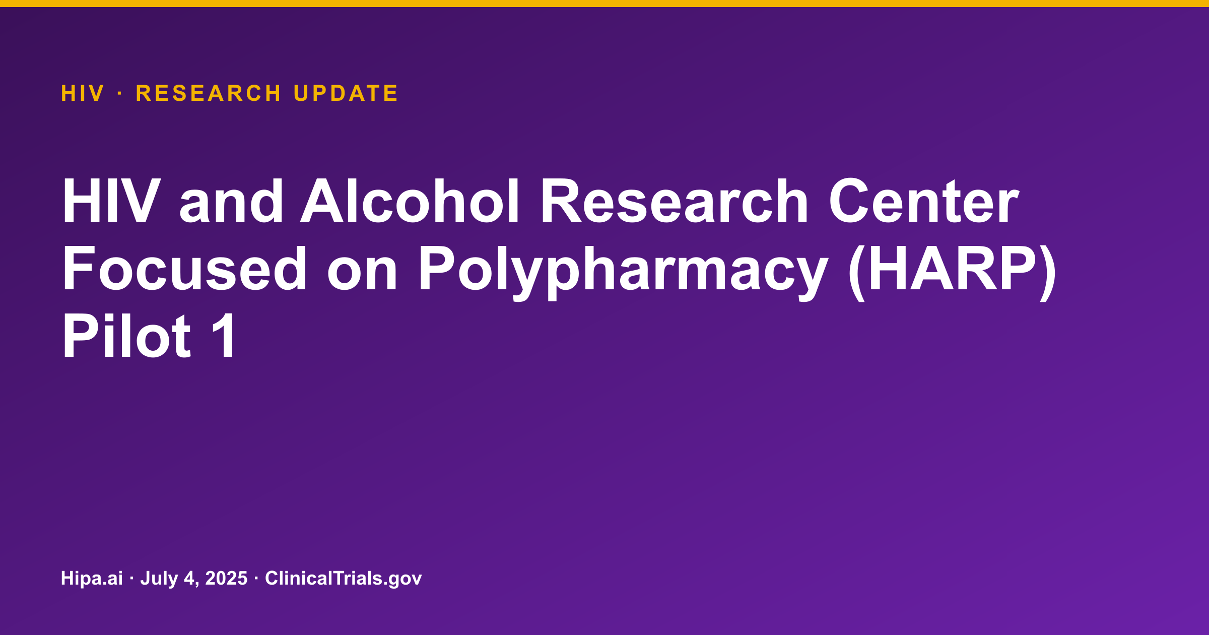 HIV & Alcohol Polypharmacy Pilot Study Posts Feasibility Results — research update card