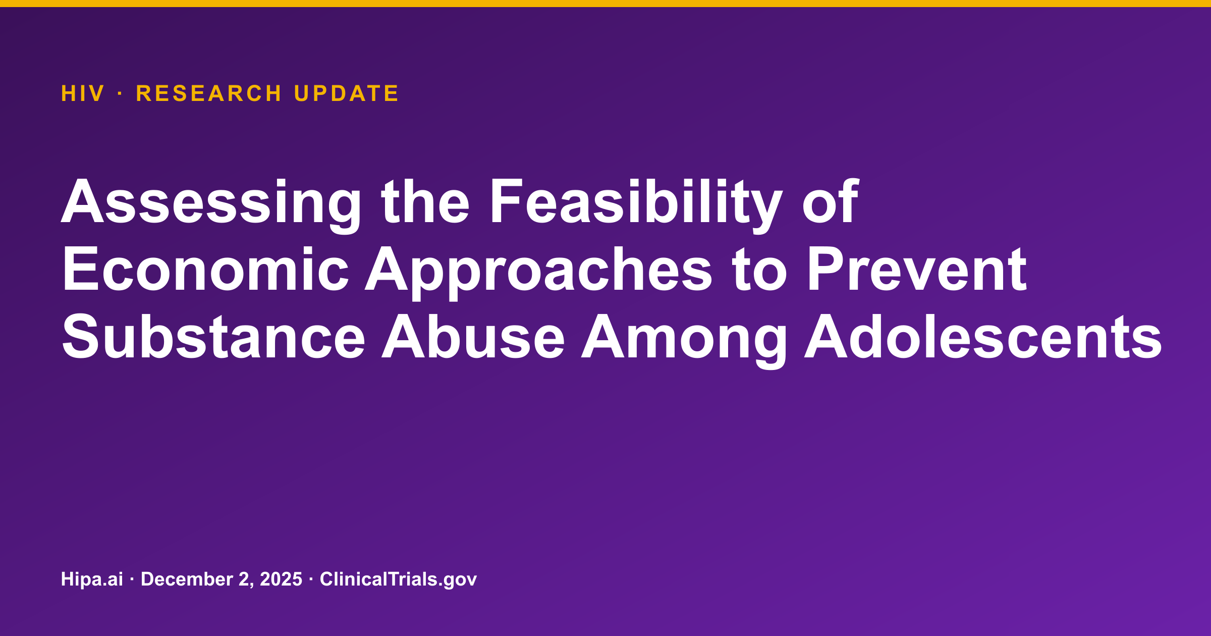 HIV: Adolescent Substance Abuse Trial Posts Feasibility Results — research update card
