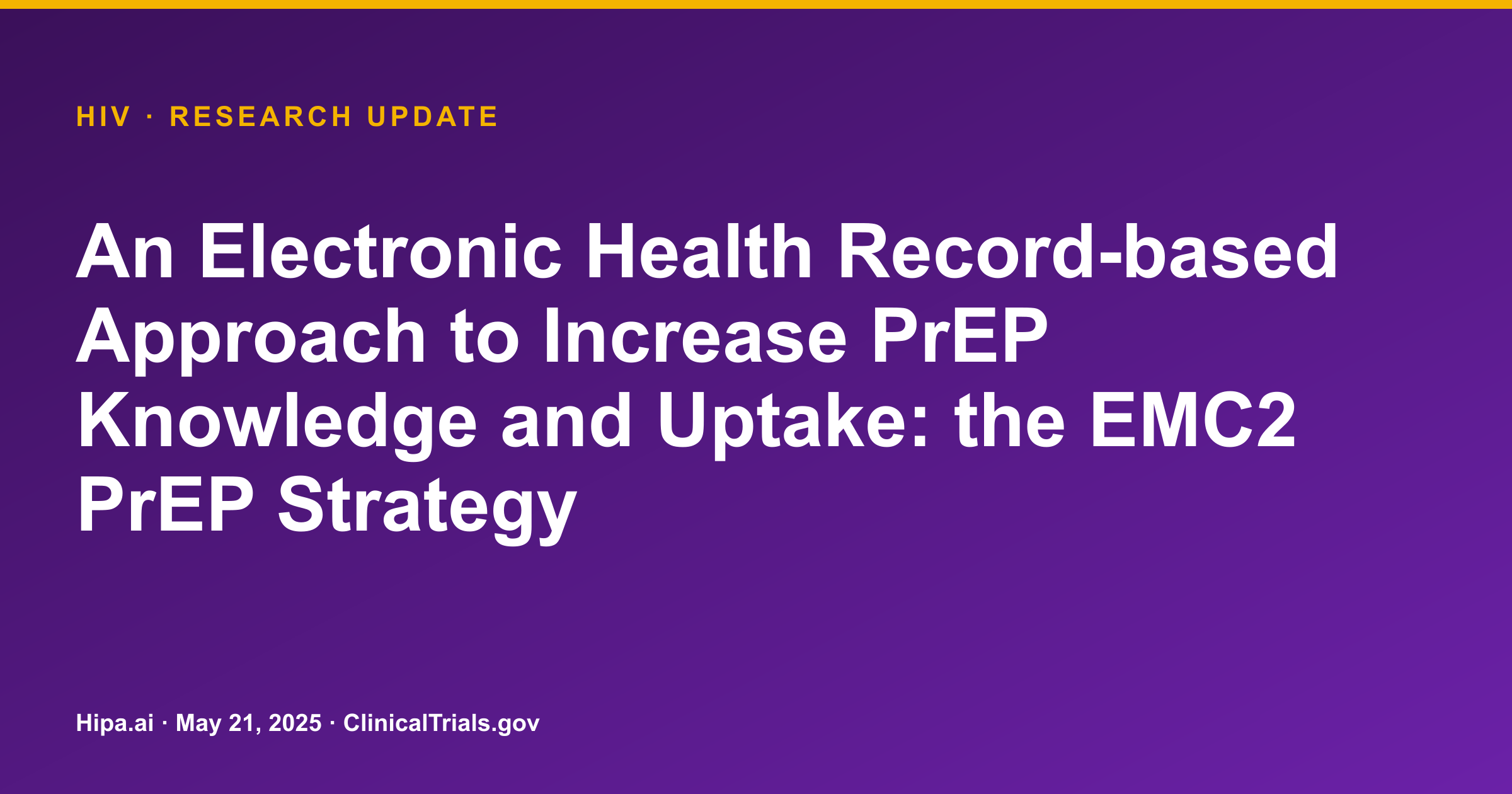 HIV: EMC2 PrEP Strategy Boosts PrEP Knowledge, No Uptake Increase — research update card