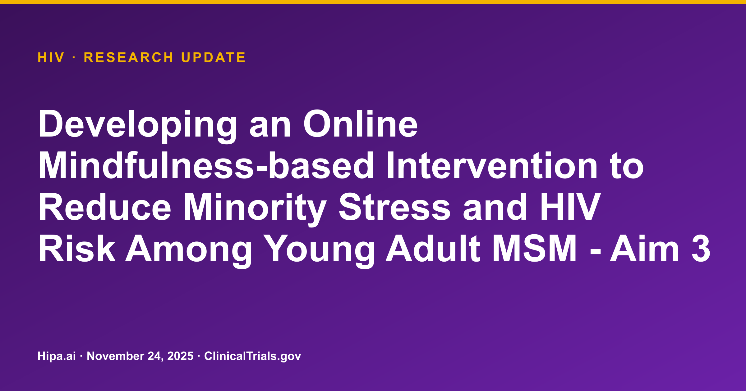 HIV: Online Mindfulness Intervention Shows Feasibility for Young Adult MSM — research update card