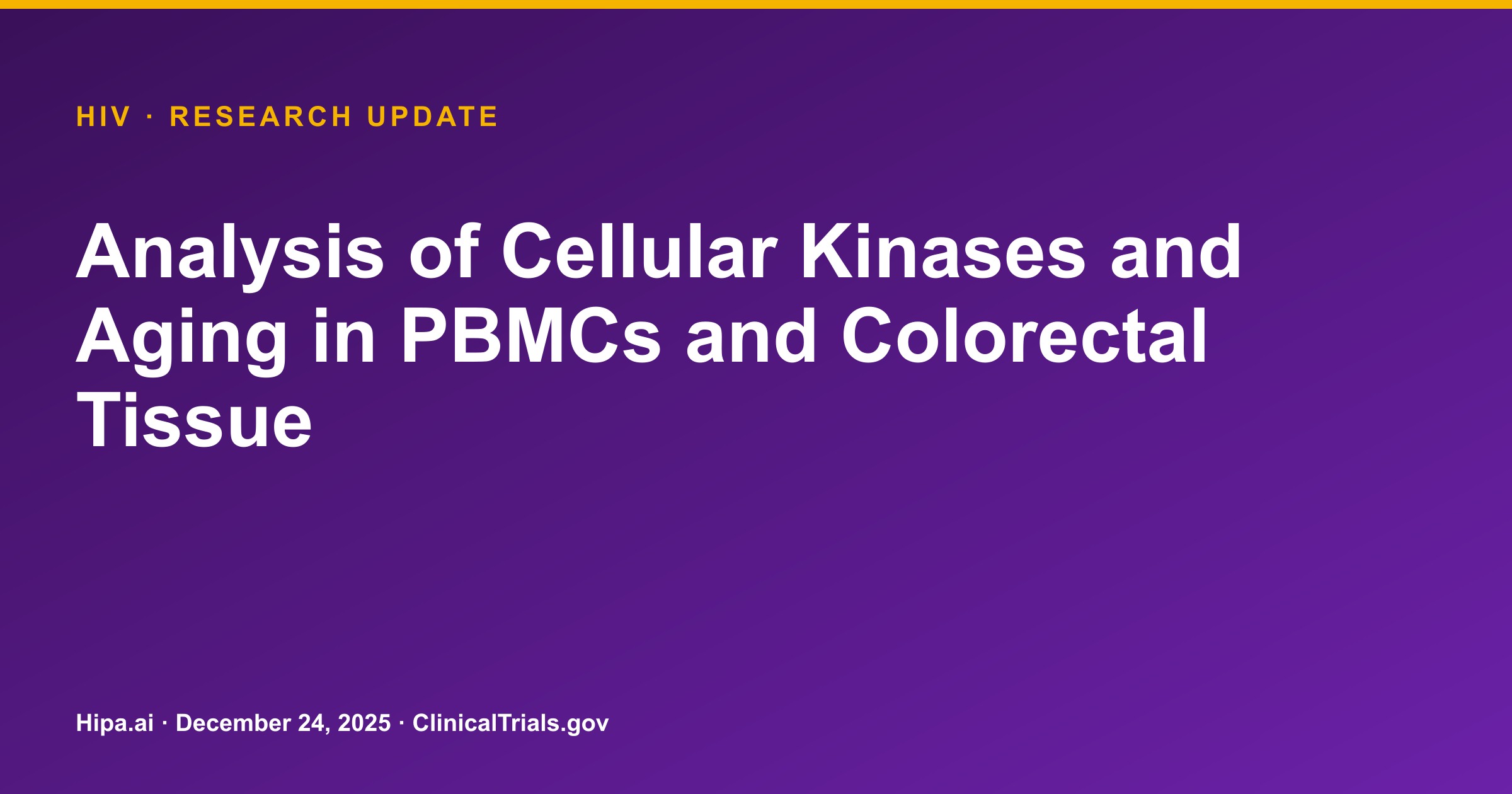 HIV: Cellular Kinase Concentrations Posted for Aging and Treatment Study — research update card