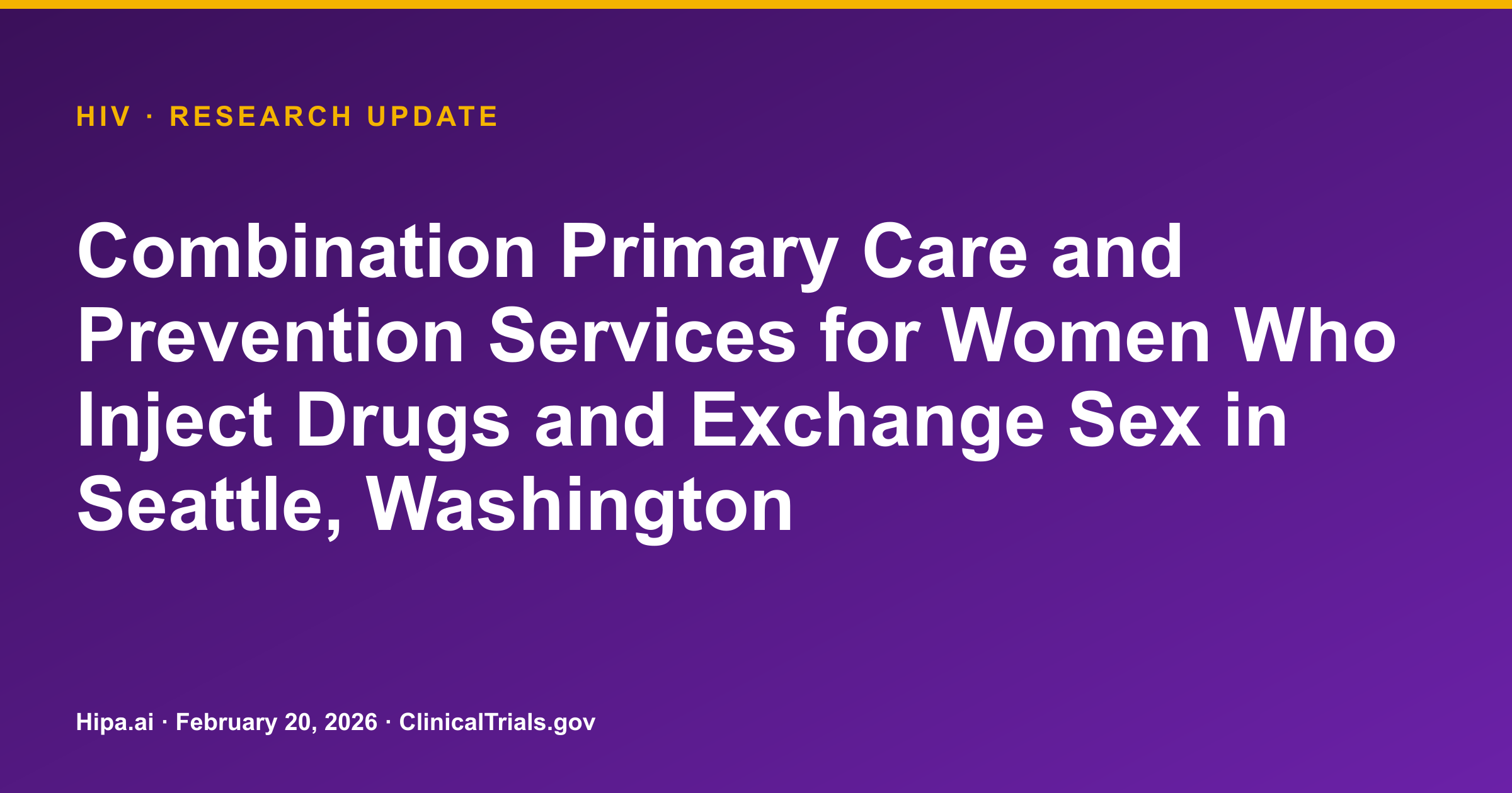 HIV: Pop-Up Clinic Trial Shows PrEP Uptake in Women Who Inject Drugs — research update card
