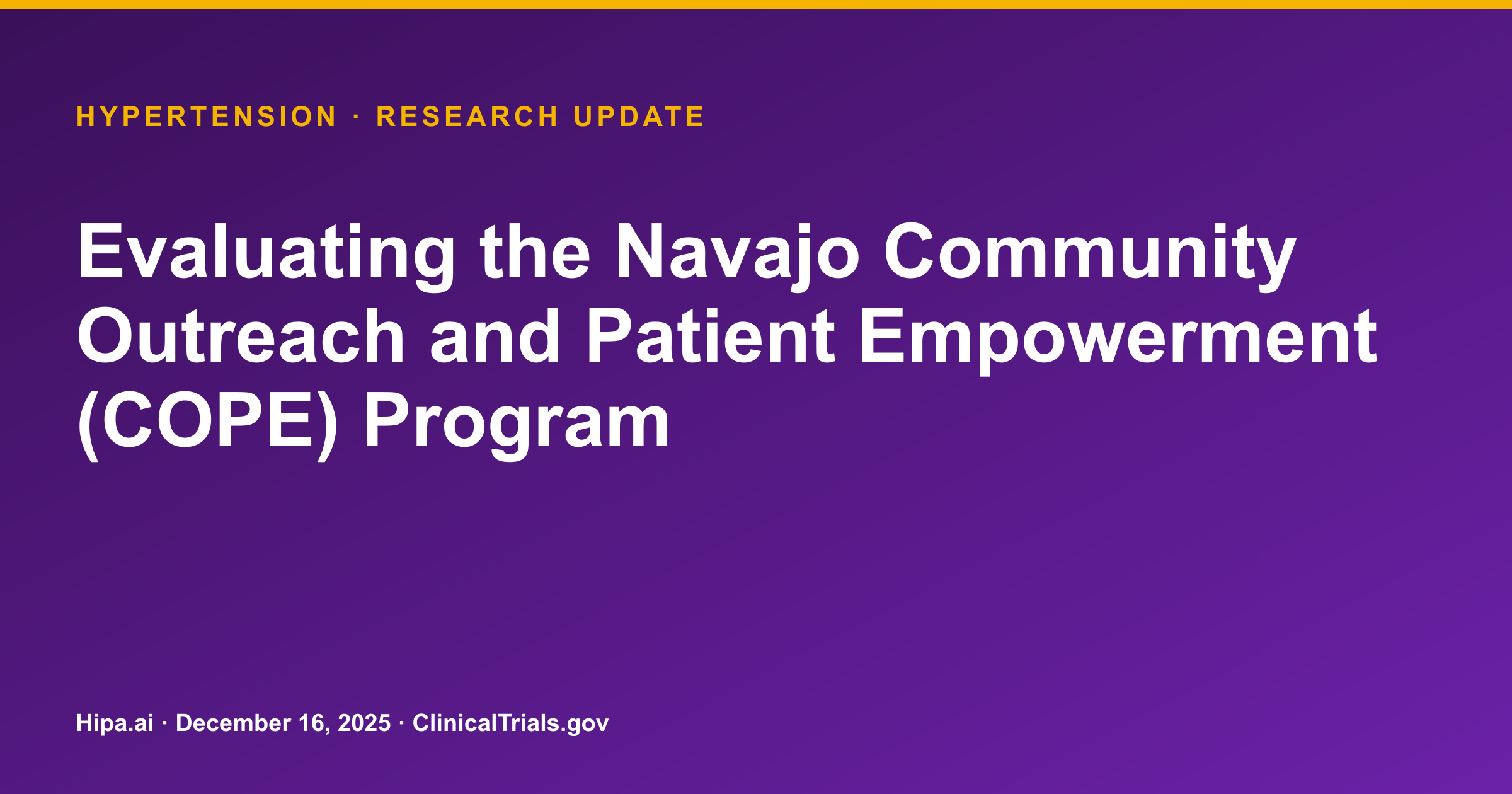 Navajo COPE Program Shows Mixed Impact on Chronic Disease Markers — research update card