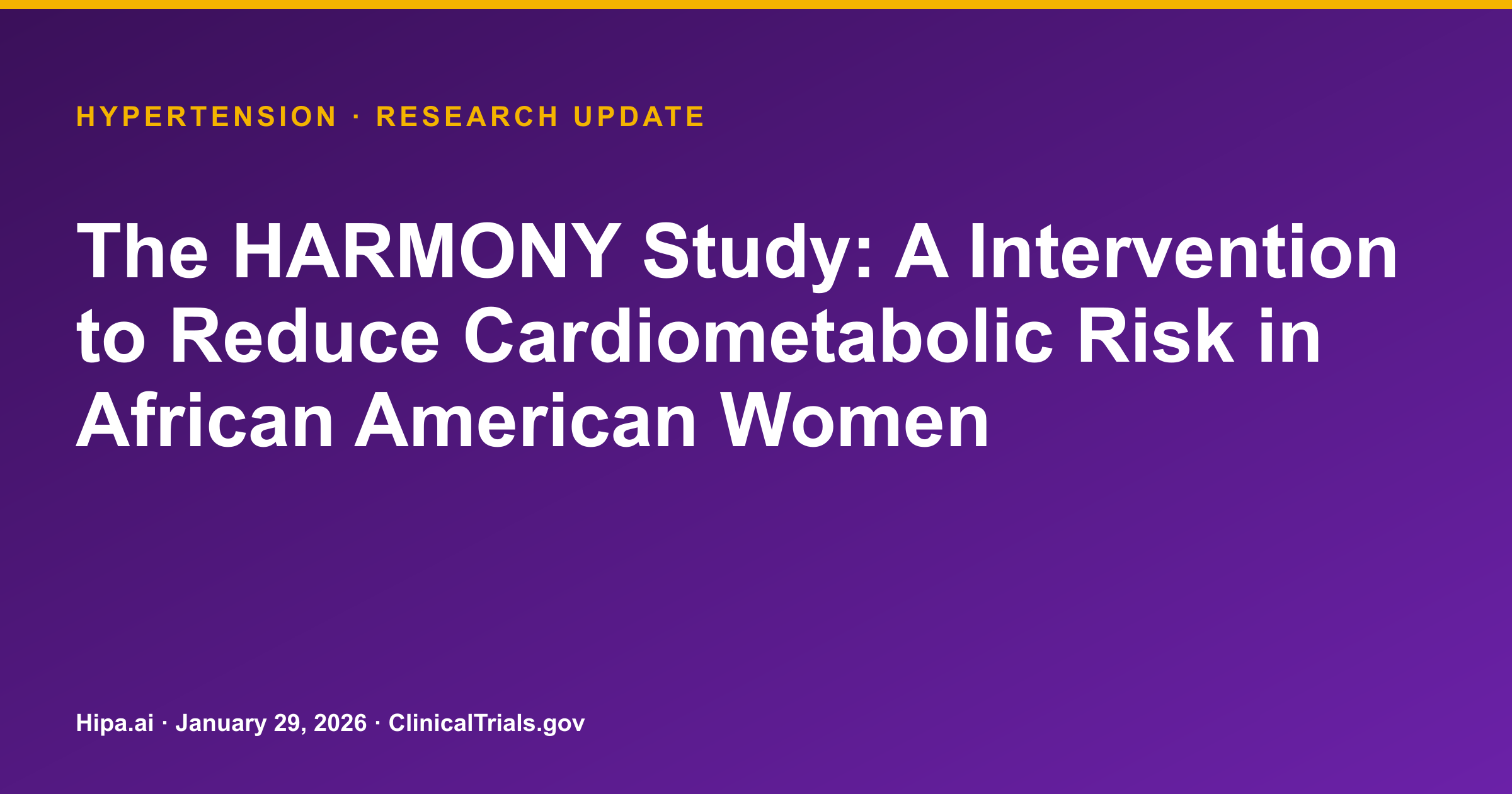 HARMONY Study Posts Mixed Results for Cardiometabolic Risk Factors — research update card