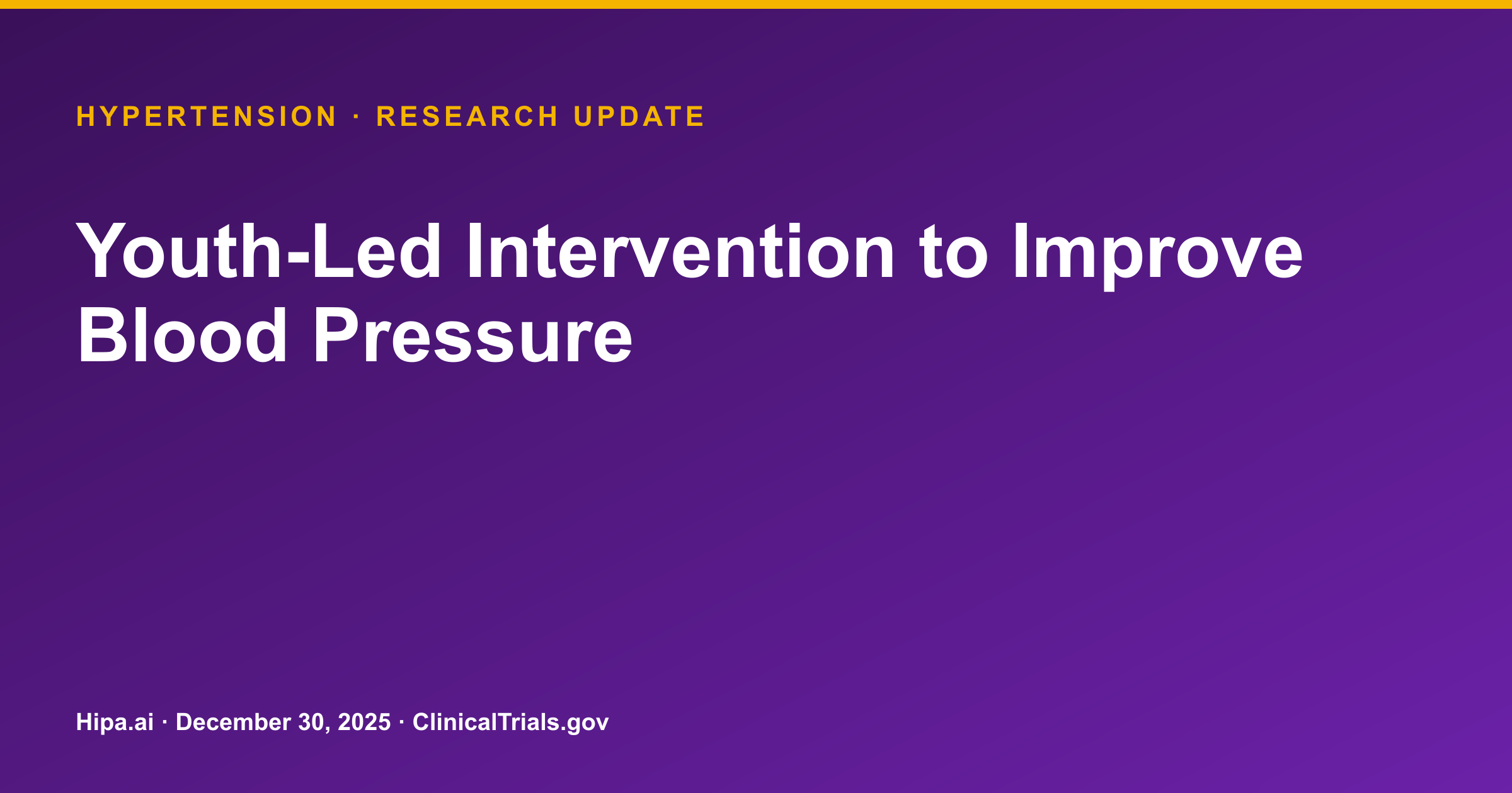 Hypertension: Youth-Led Intervention Shows Knowledge, Self-Efficacy Gains — research update card