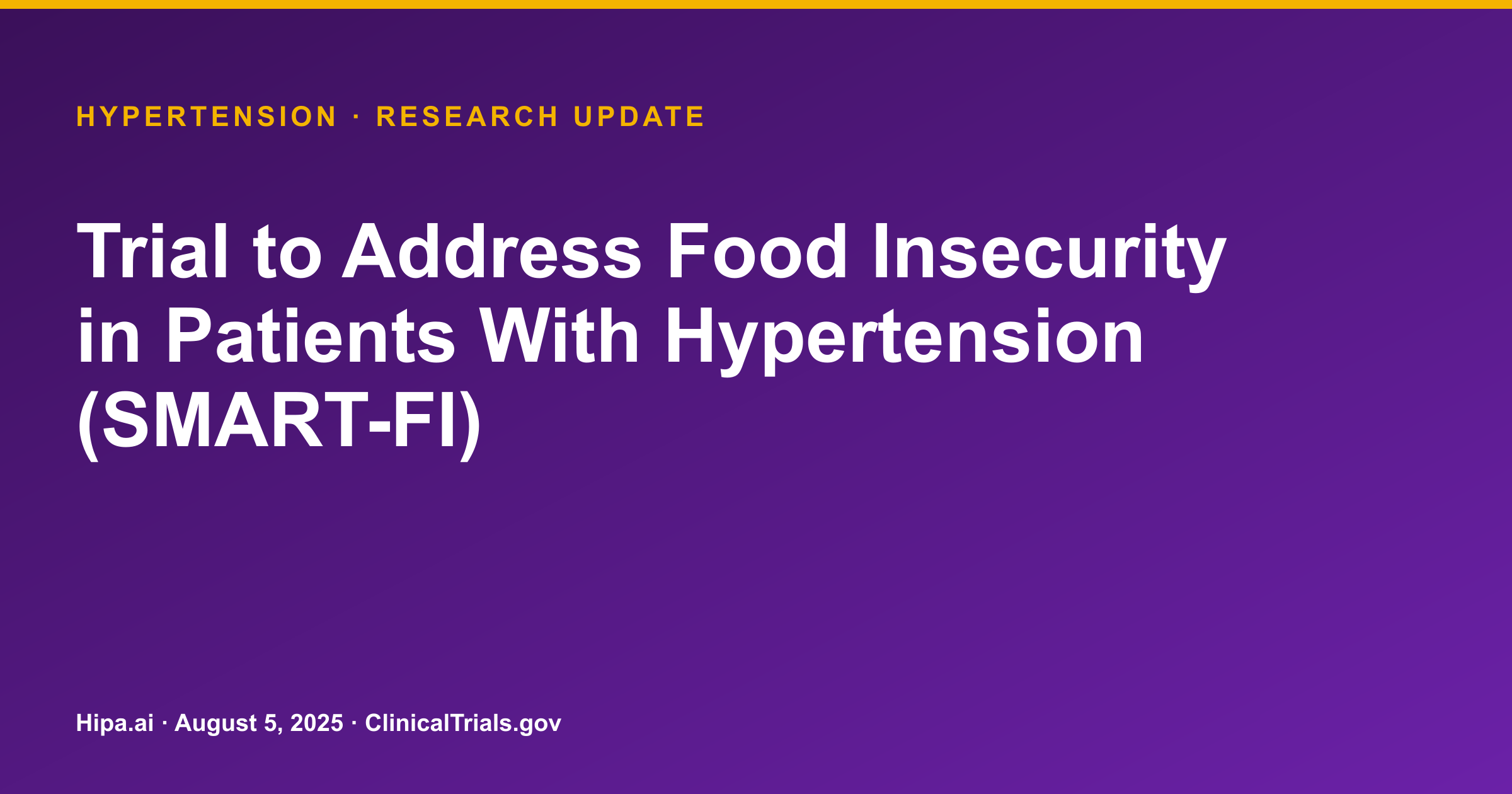 Hypertension: Food Insecurity Intervention Trial Results Posted — research update card