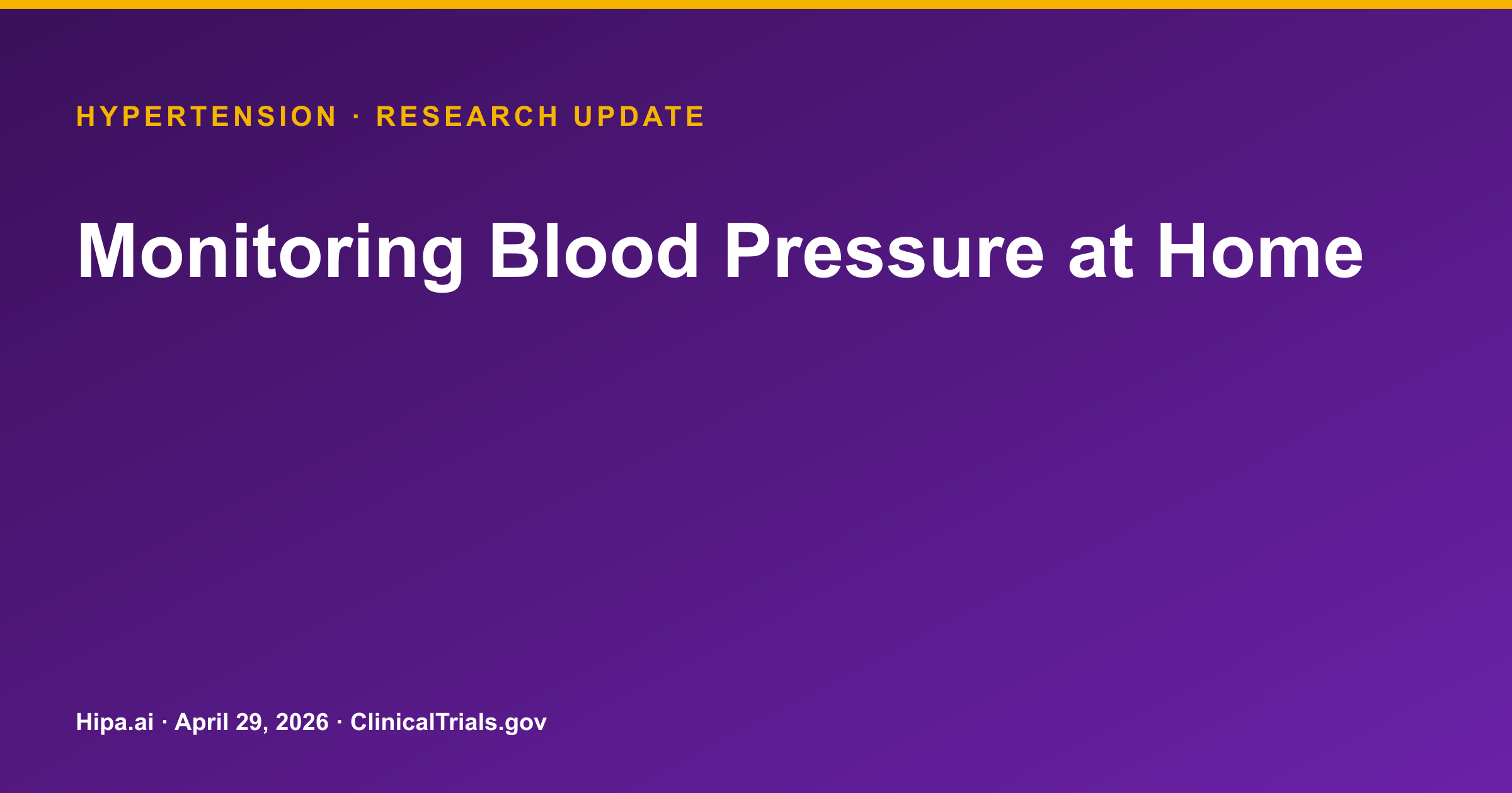 Hypertension: Feasibility Study on Home BP Monitoring Posts Results — research update card