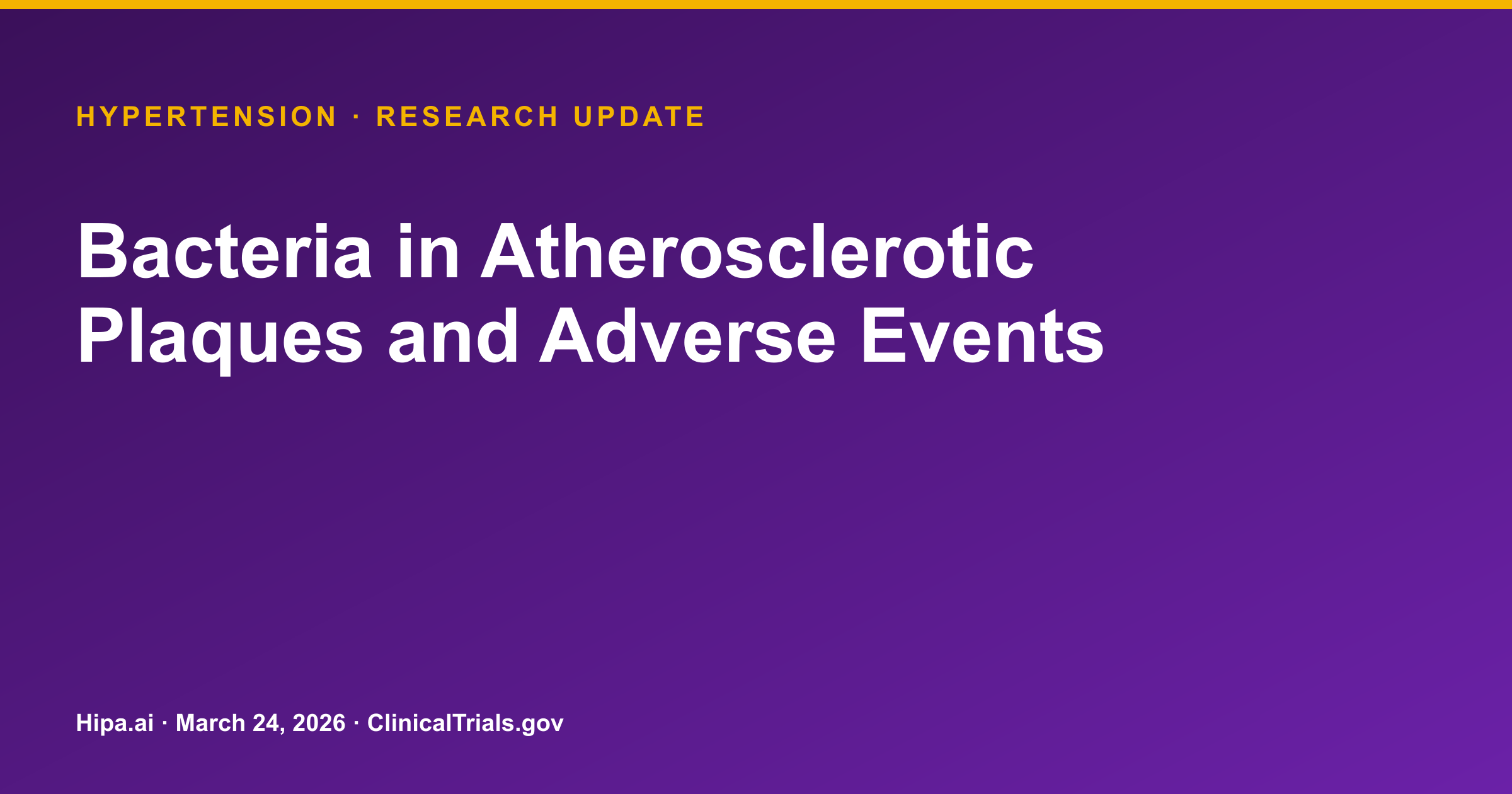 Hypertension: Bacterial Types in Atherosclerotic Plaques Analyzed — research update card