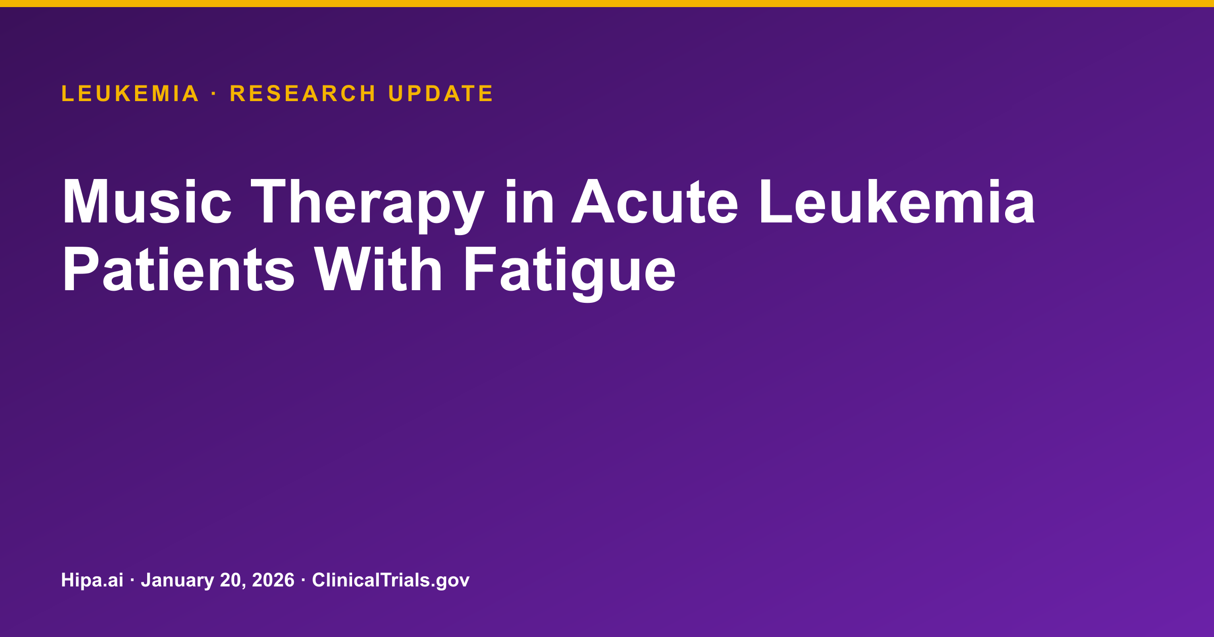 Music Therapy Reduces Fatigue in Acute Myeloid Leukemia Patients — research update card