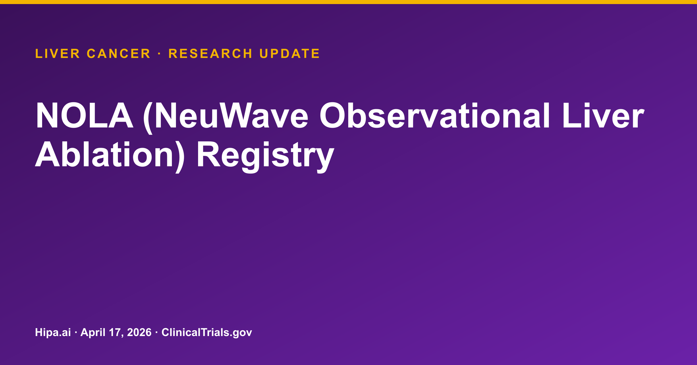 Liver Cancer: NOLA Registry Details Microwave Ablation Success Rates — research update card
