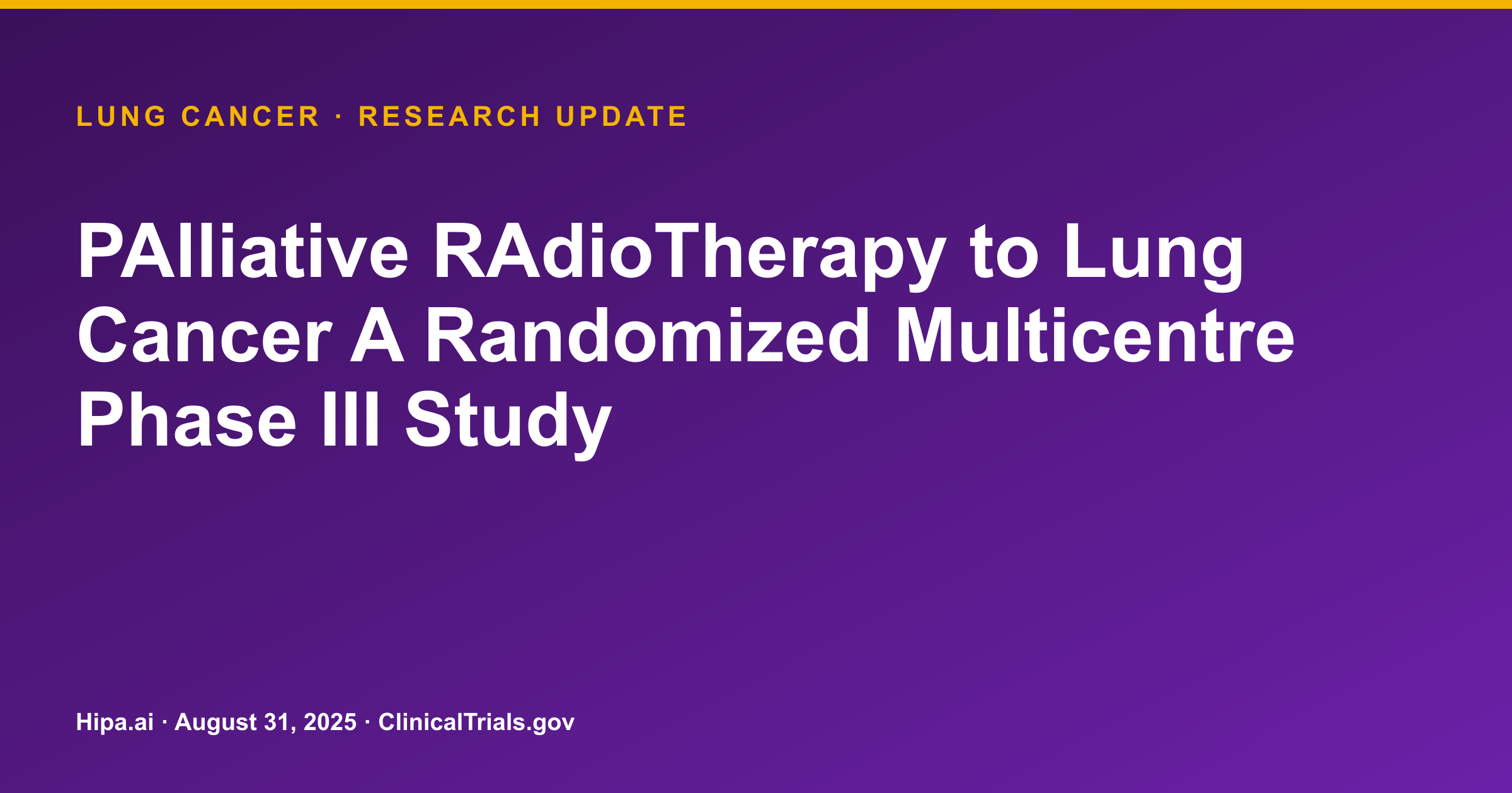 Lung Cancer Palliative Radiotherapy Study Reaches Primary Completion — research update card