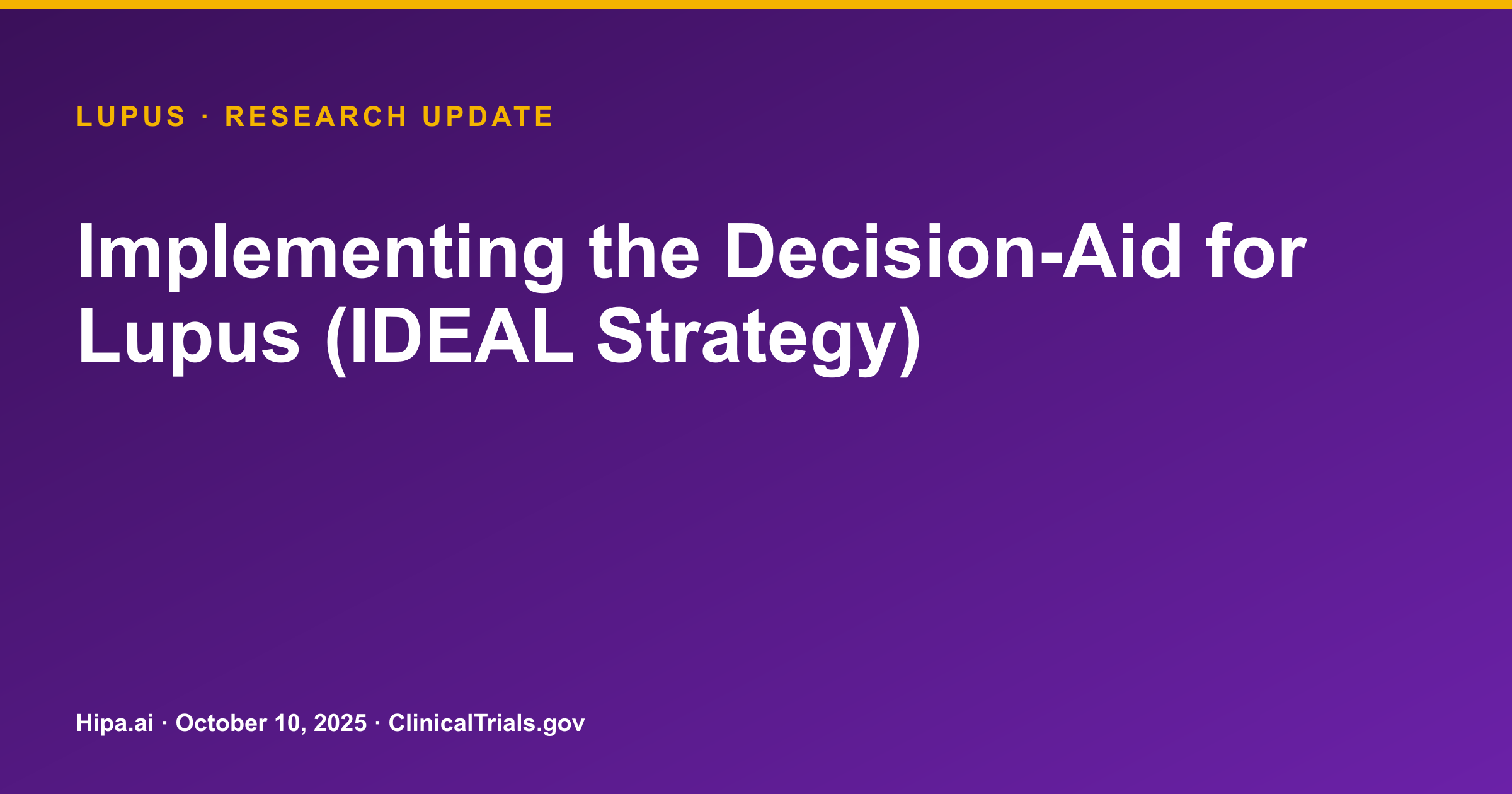 Lupus: IDEAL Strategy Trial Posts Implementation Reach Results — research update card