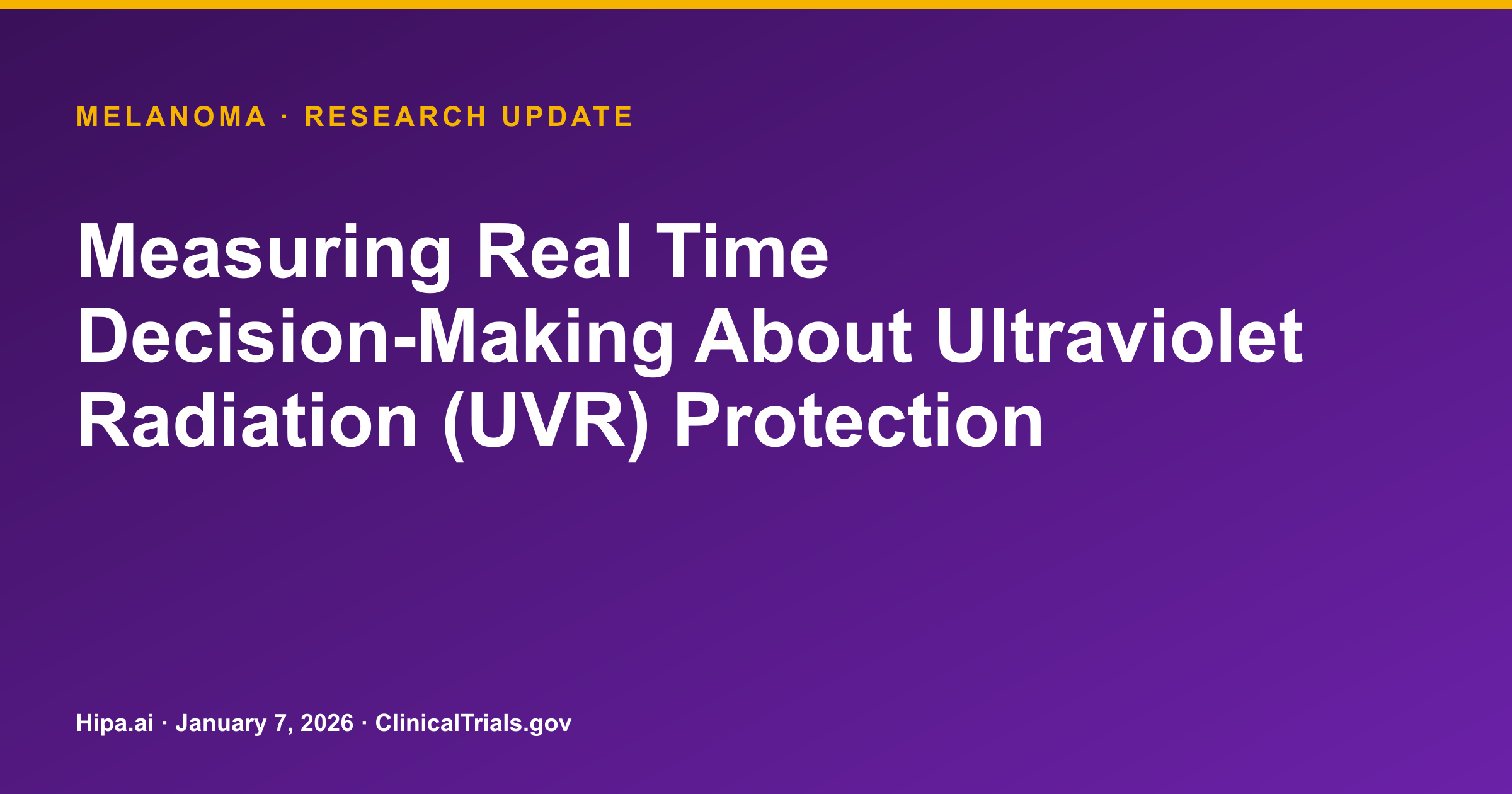 Melanoma: UVR Protection Decision-Making Study Posts Results — research update card