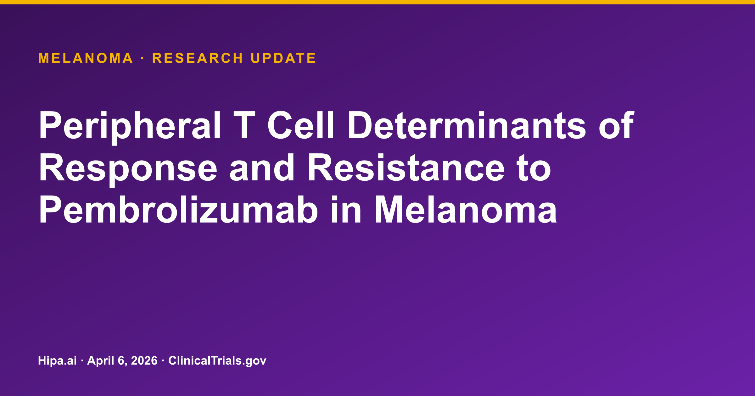 Melanoma Study Identifies 52 Genes Predictive of Immunotherapy Response — research update card