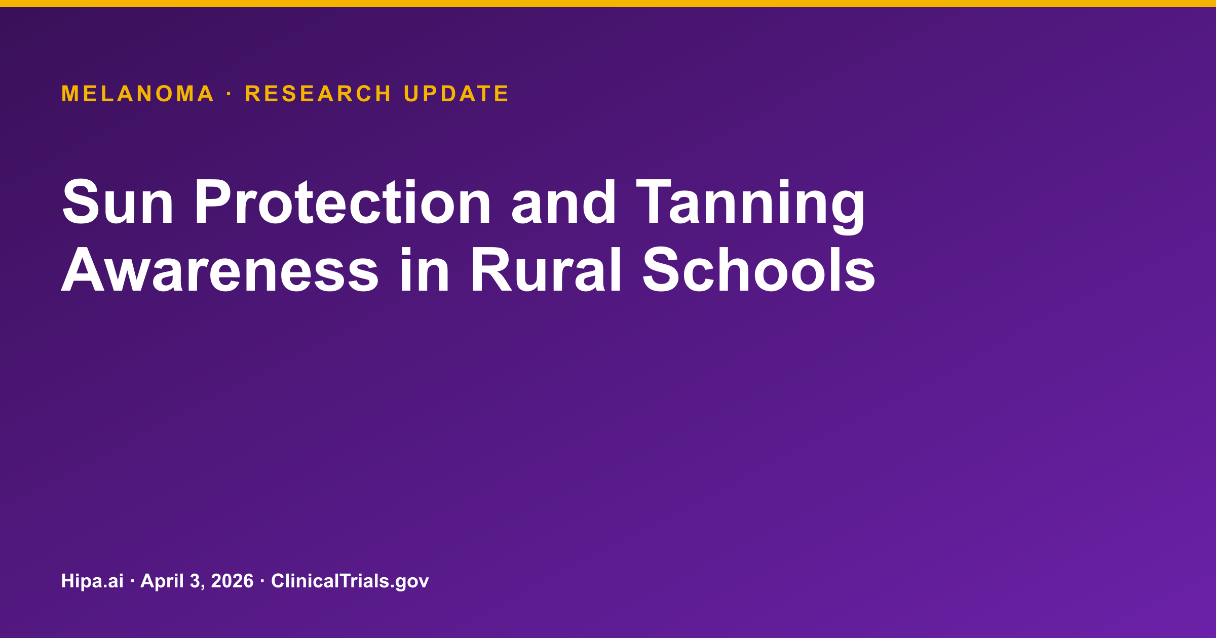 Melanoma Prevention Program Posts Sun Protection Index Scores — research update card