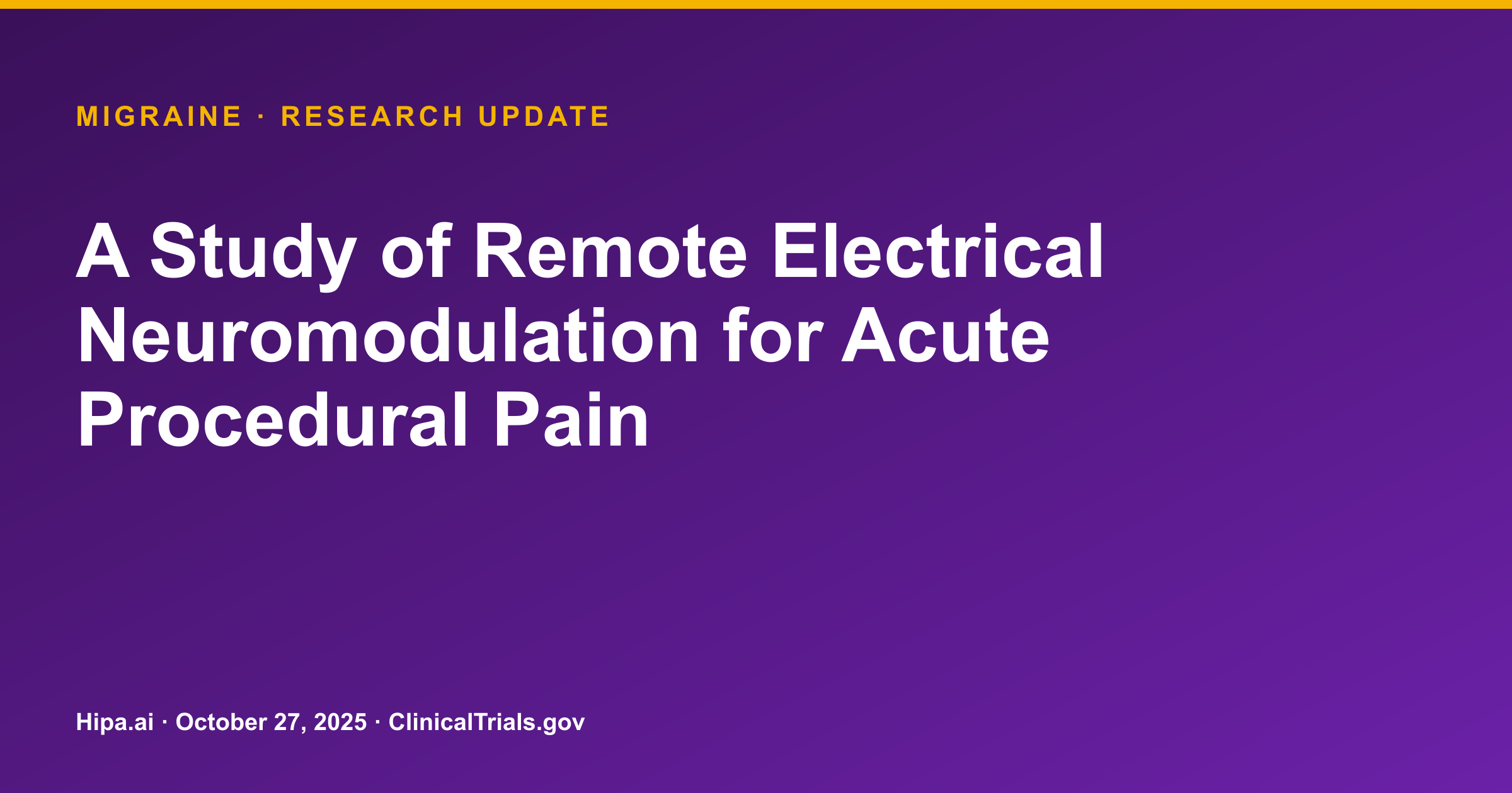Migraine: Remote Electrical Neuromodulation Trial Results Posted — research update card