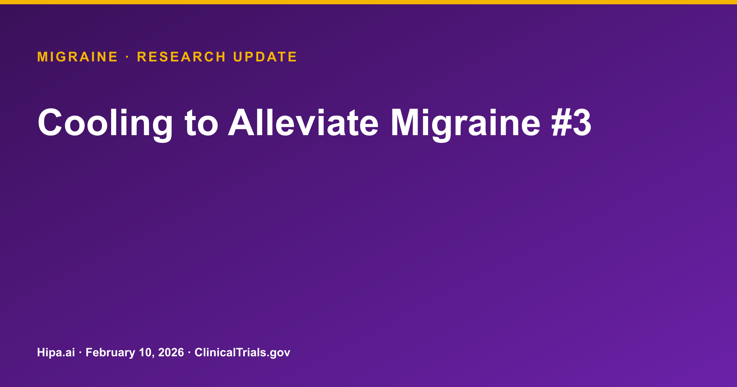 Mi-Helper Transnasal Cooling for Migraine: Trial Results Posted — research update card